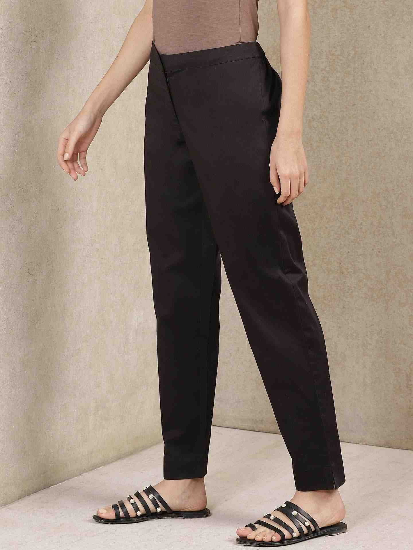 Black Classic Cotton Tapered Pants