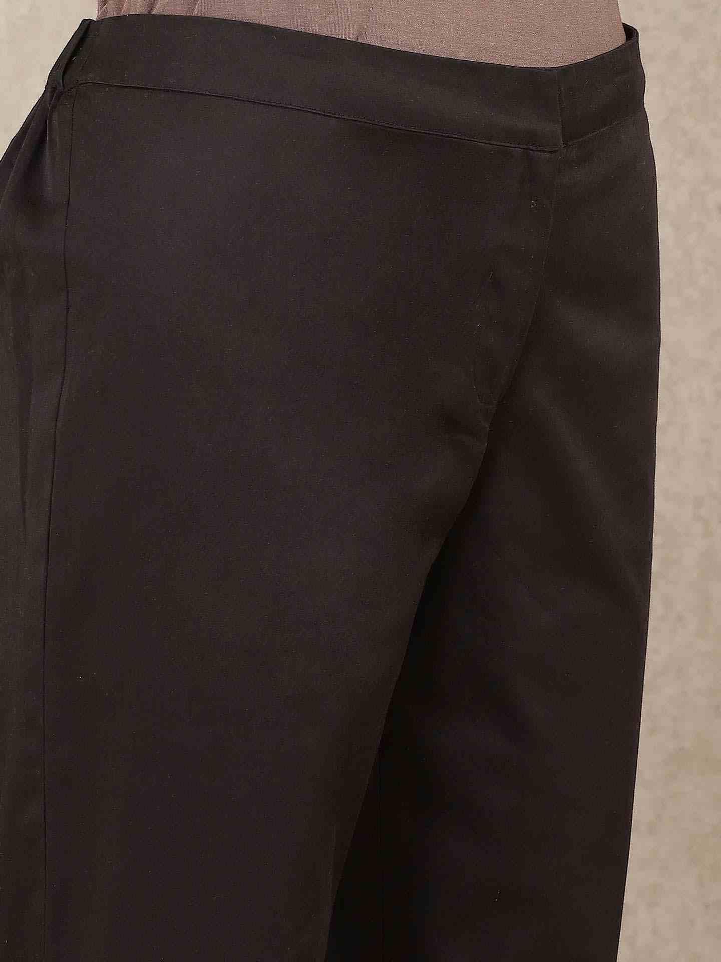 Black Classic Cotton Tapered Pants