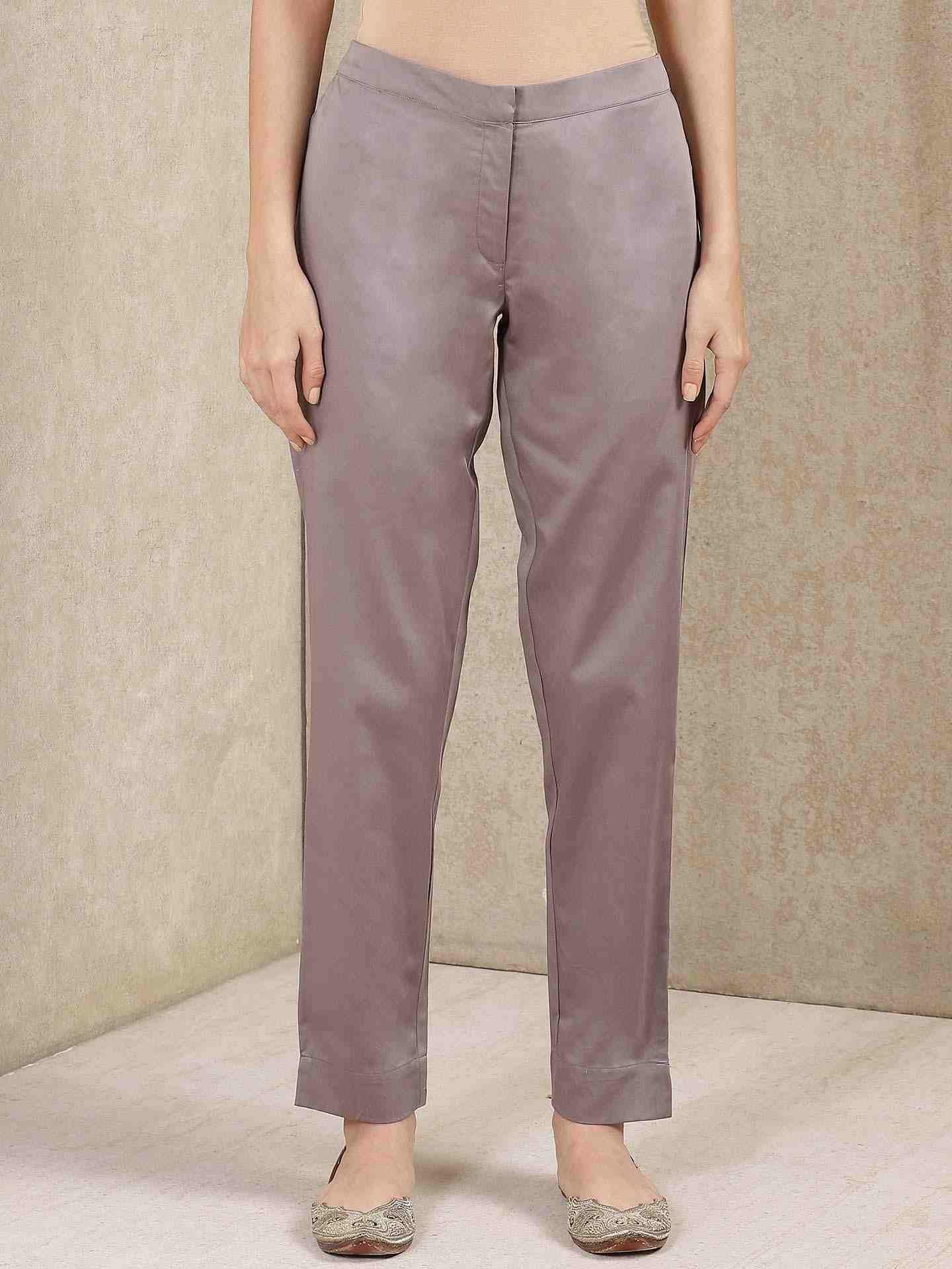 Grey Classic Cotton Tapered Pants