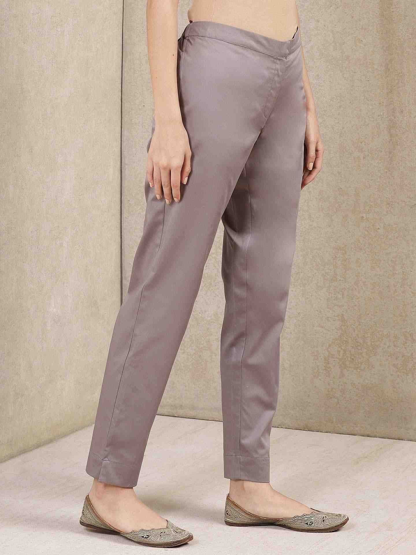 Grey Classic Cotton Tapered Pants