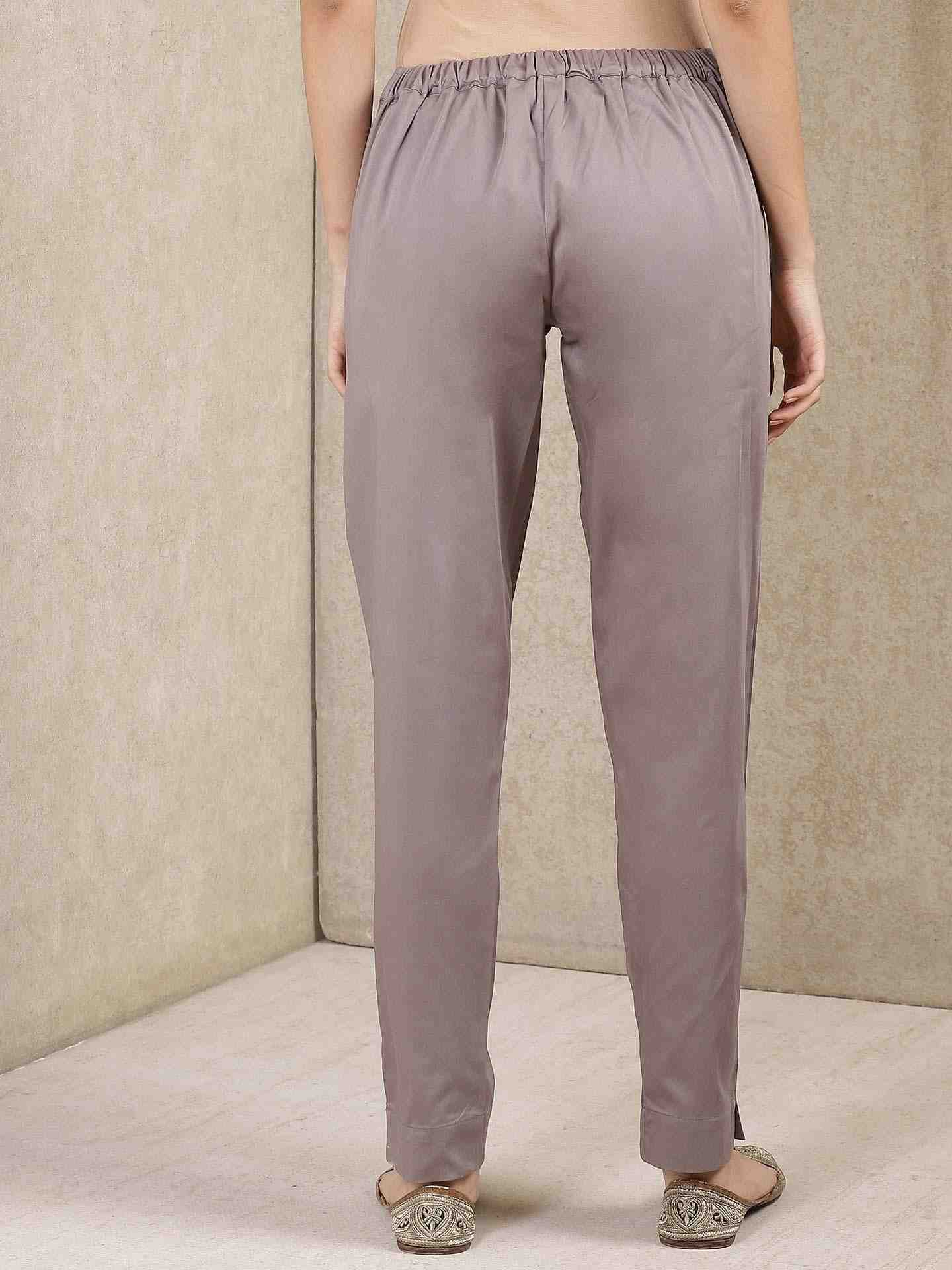 Grey Classic Cotton Tapered Pants