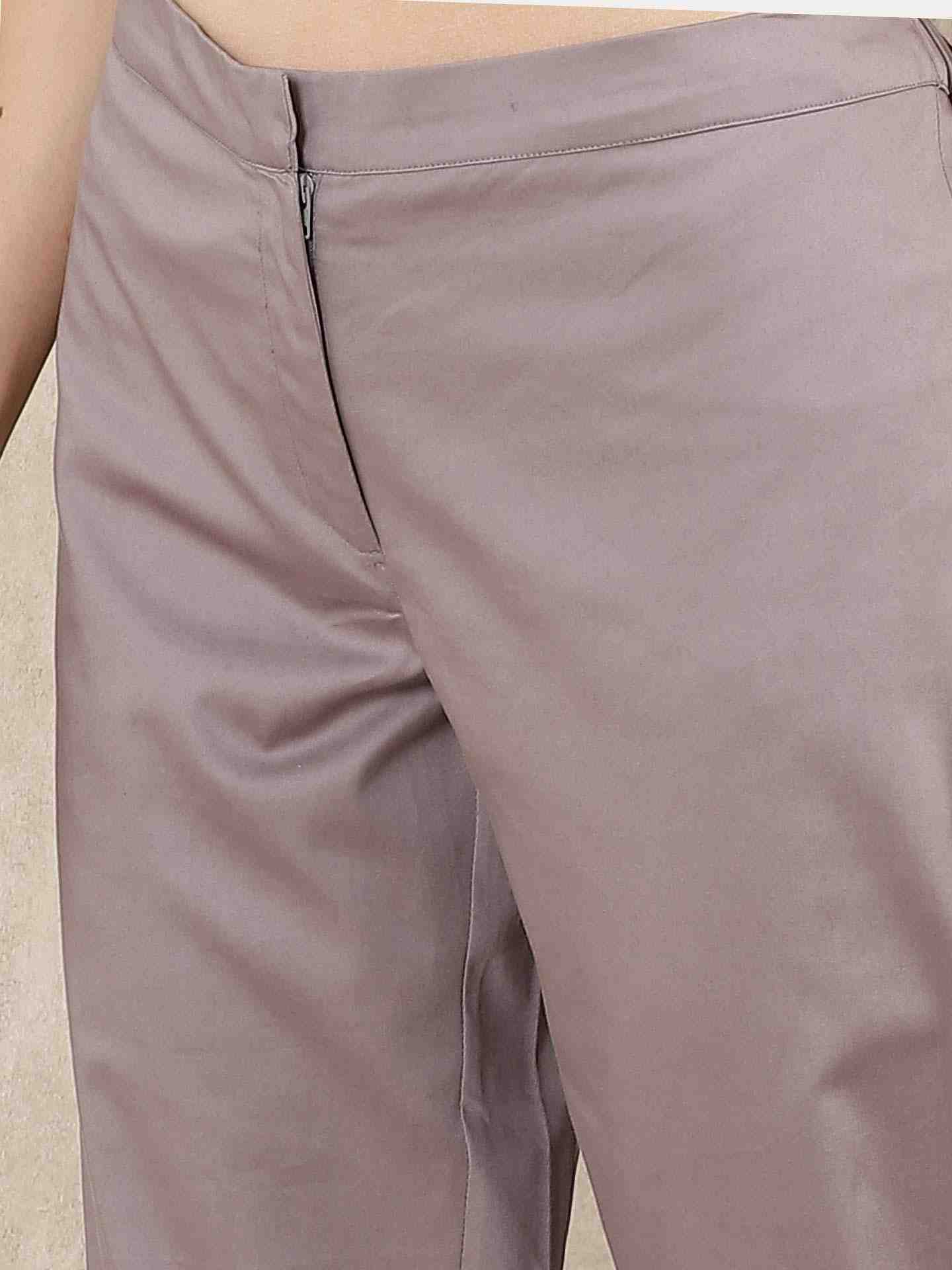 Grey Classic Cotton Tapered Pants