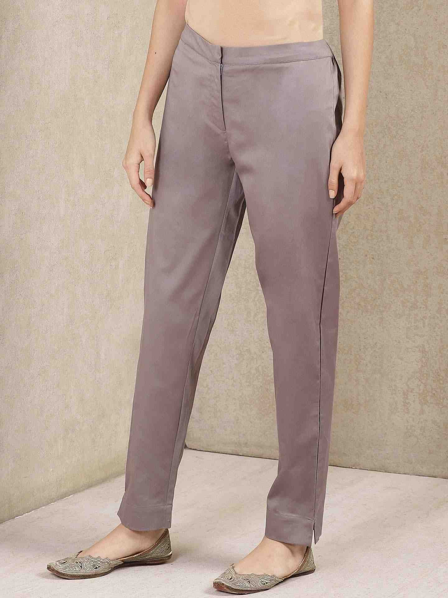 Grey Classic Cotton Tapered Pants