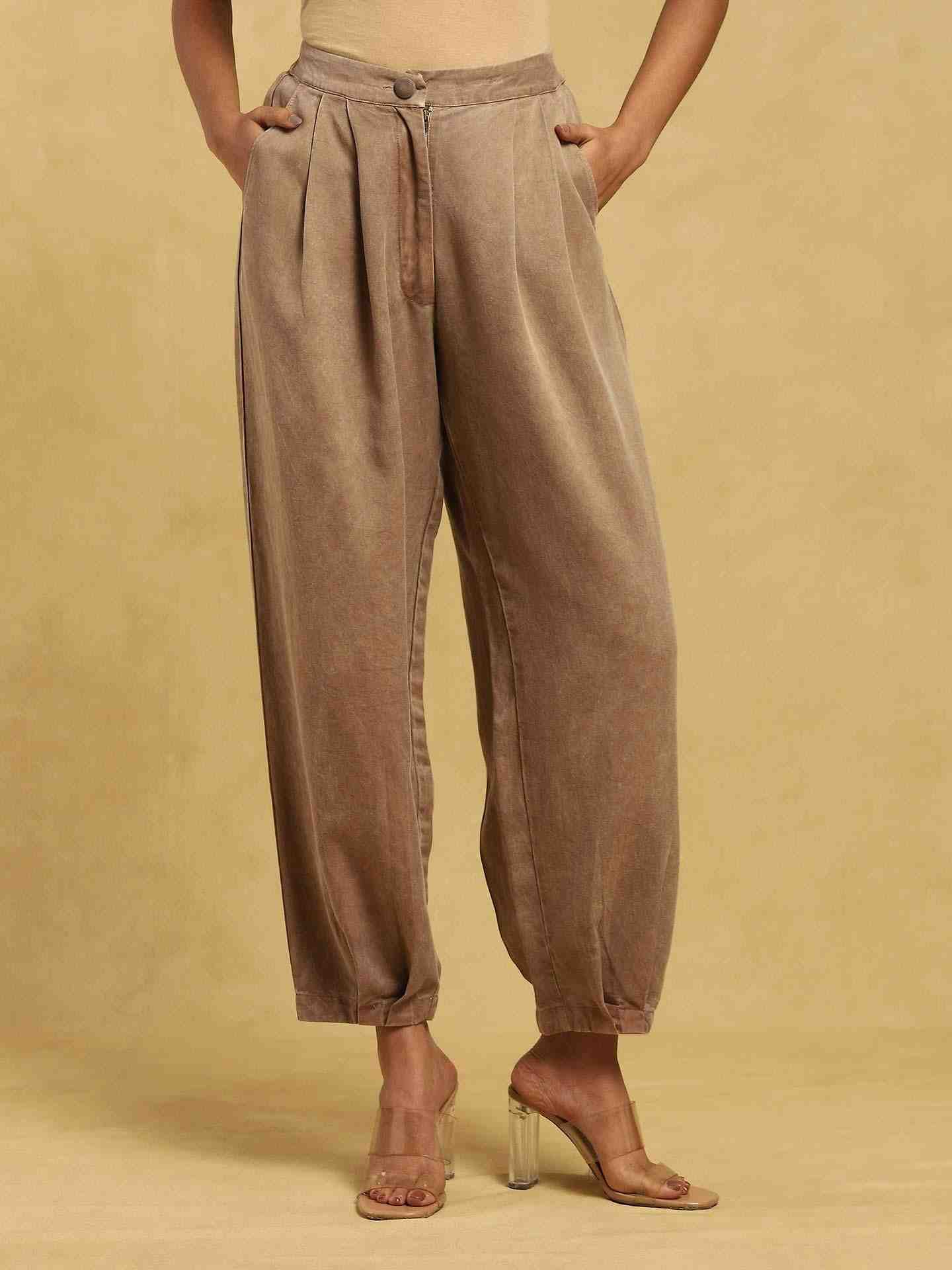 Brown Masai Mara Cotton Straight-Leg Pants