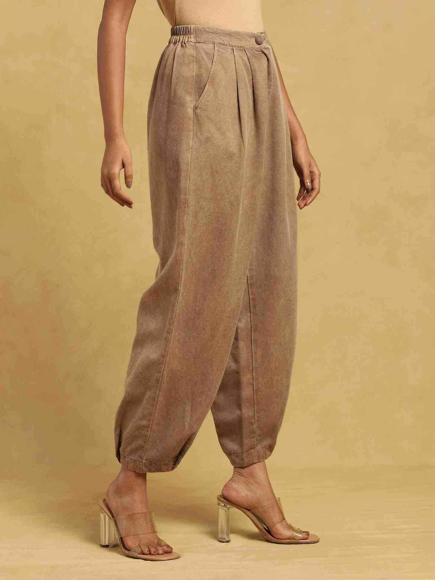 Brown Masai Mara Cotton Straight-Leg Pants