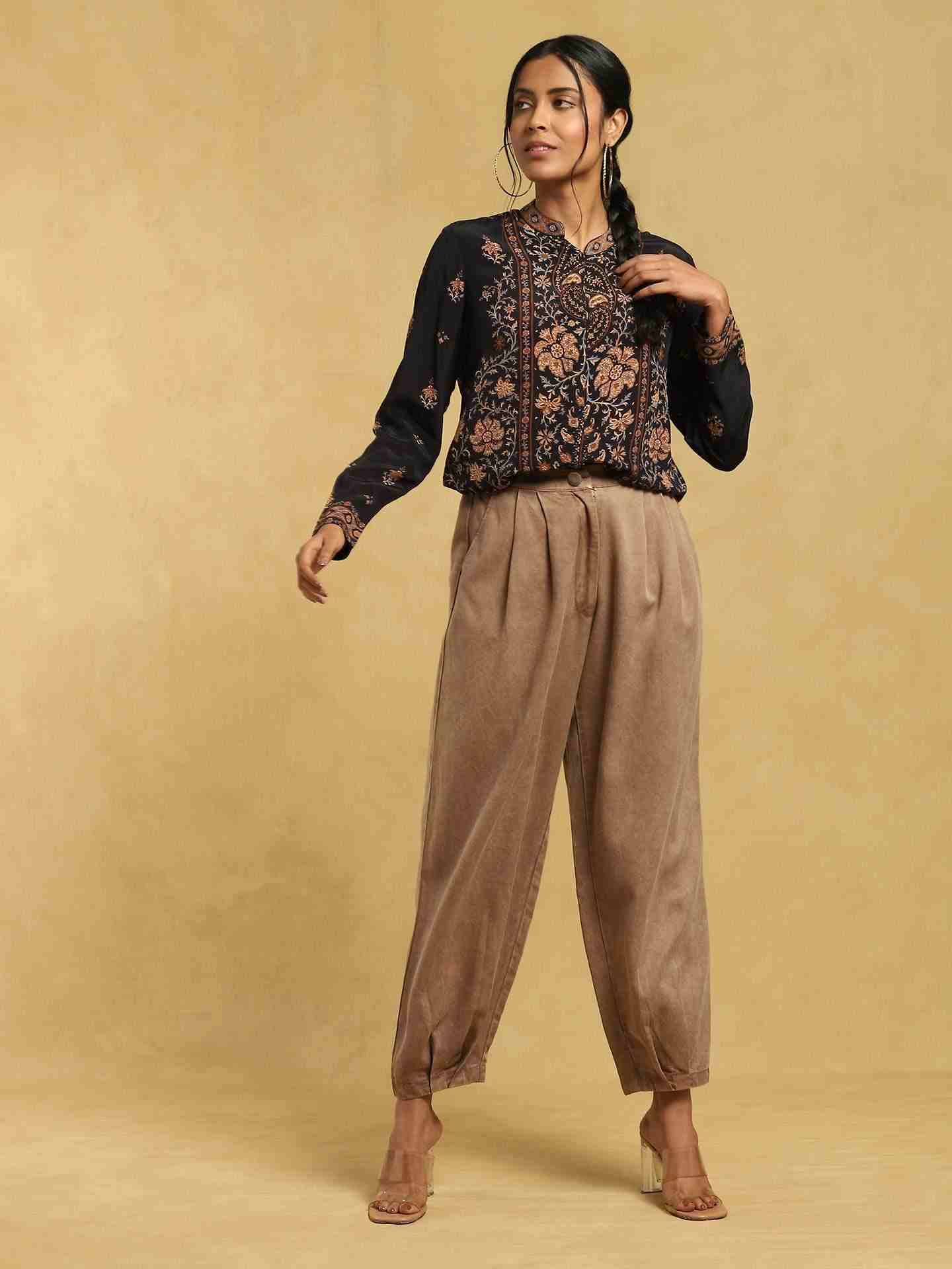Brown Masai Mara Cotton Straight-Leg Pants