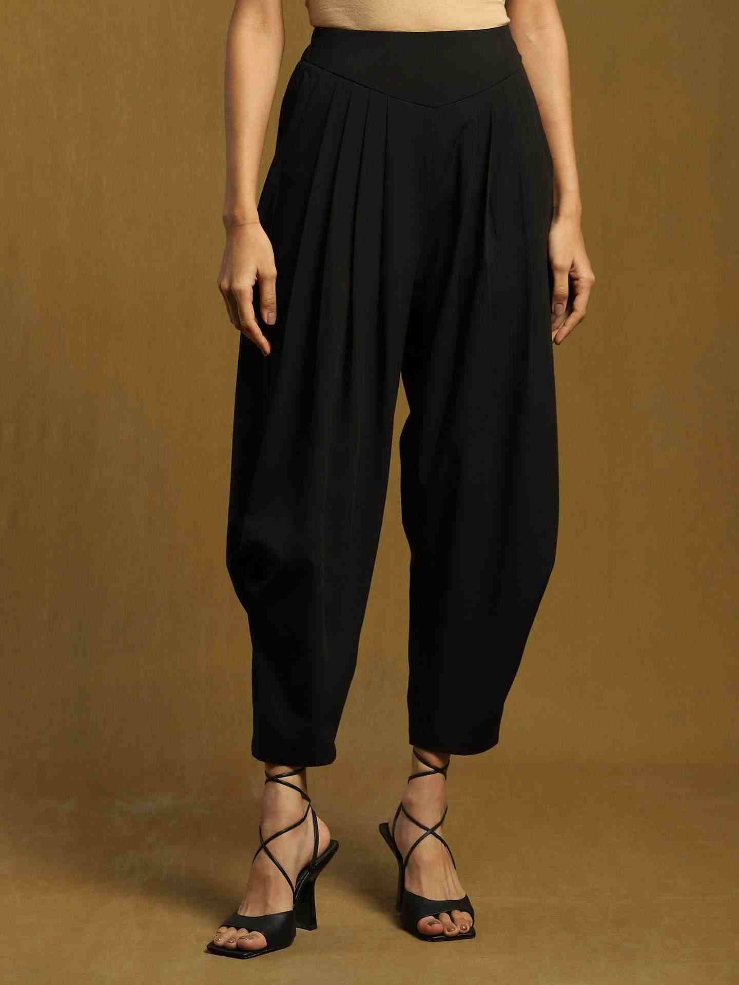 Black Waterfall Dhoti Pants