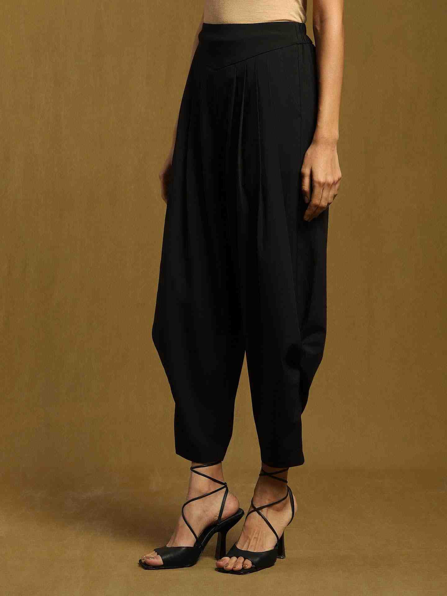 Black Waterfall Dhoti Pants