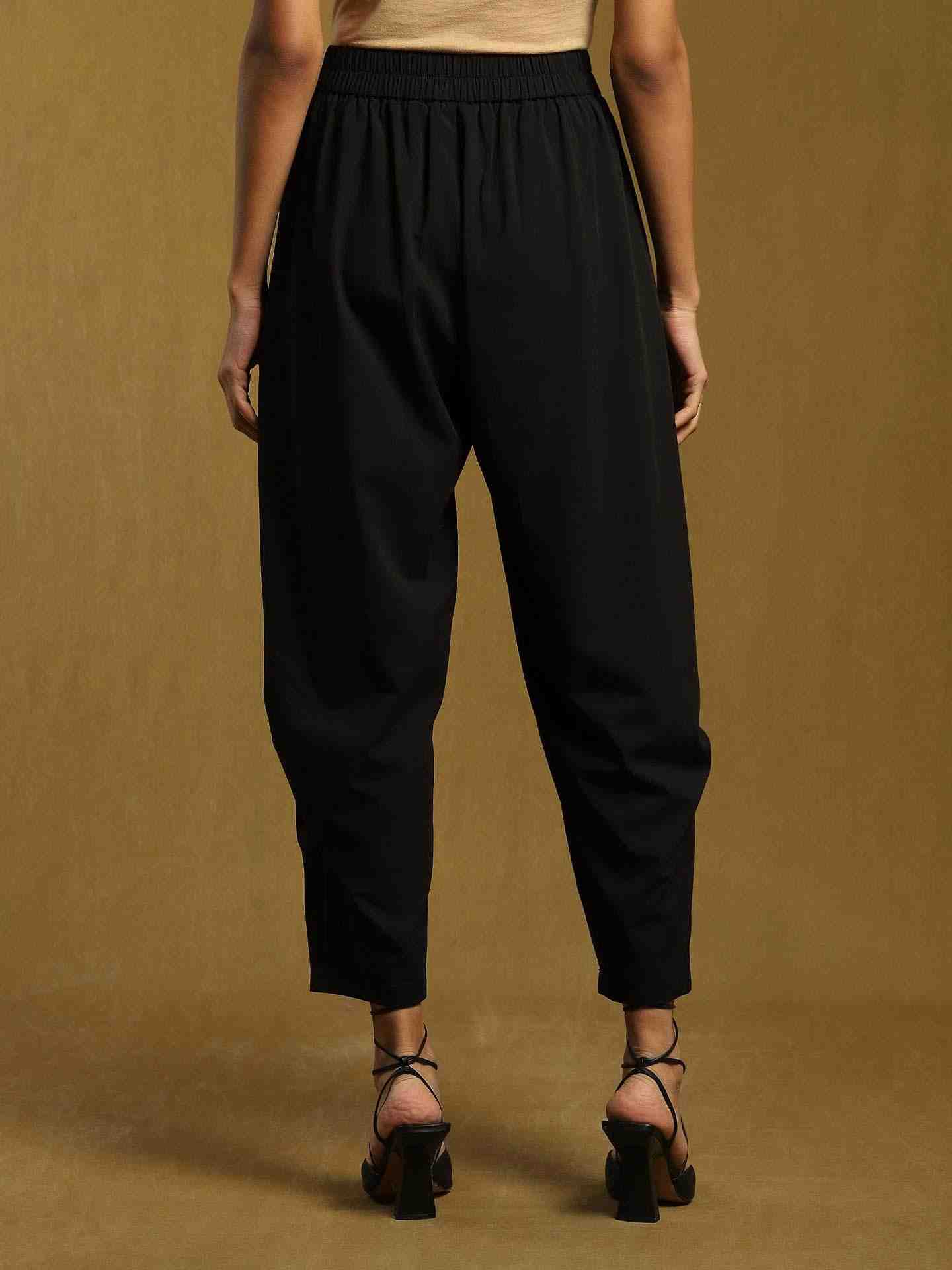 Black Waterfall Dhoti Pants