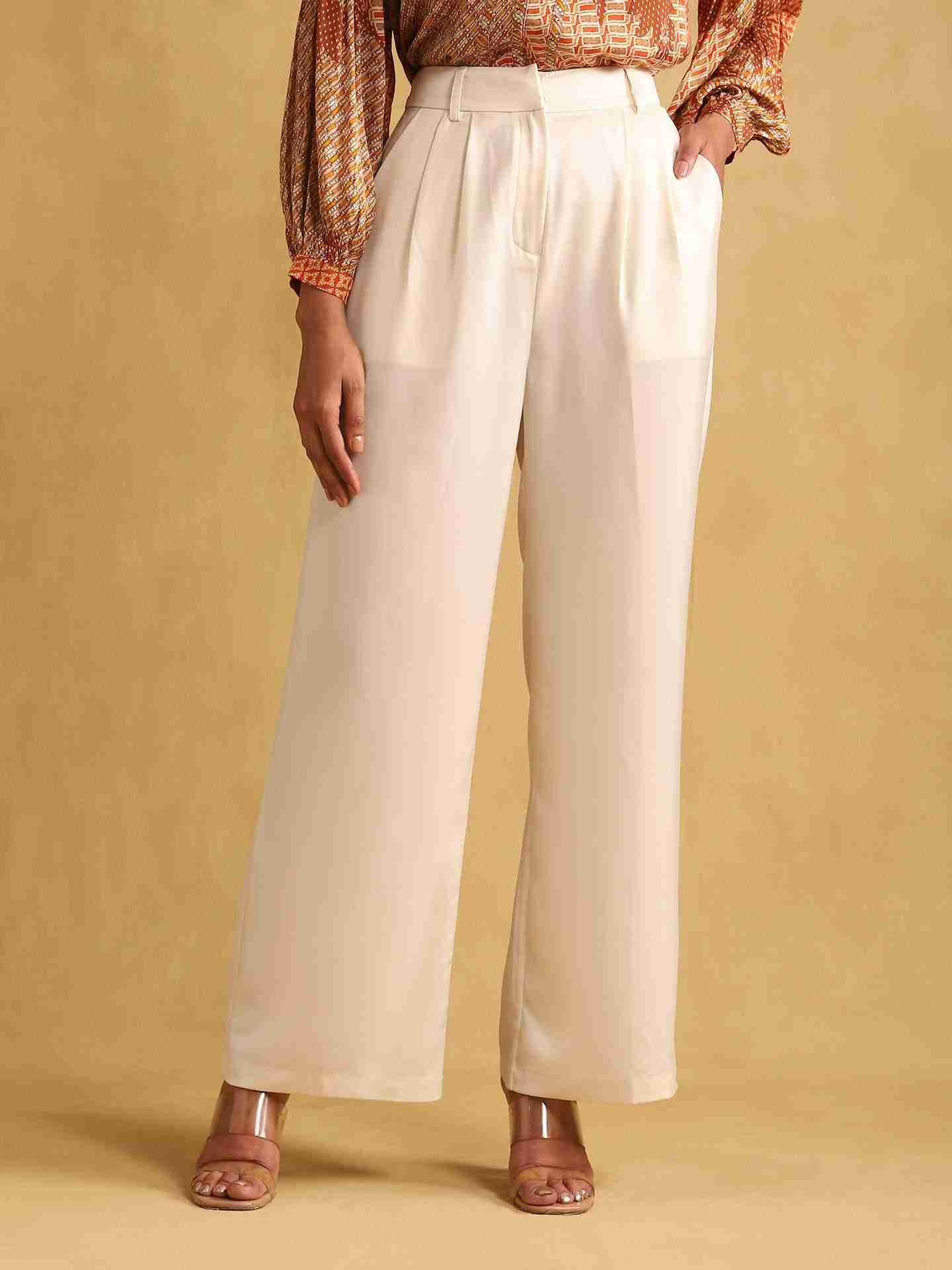 Beige Pantalon Straight-Leg Pants
