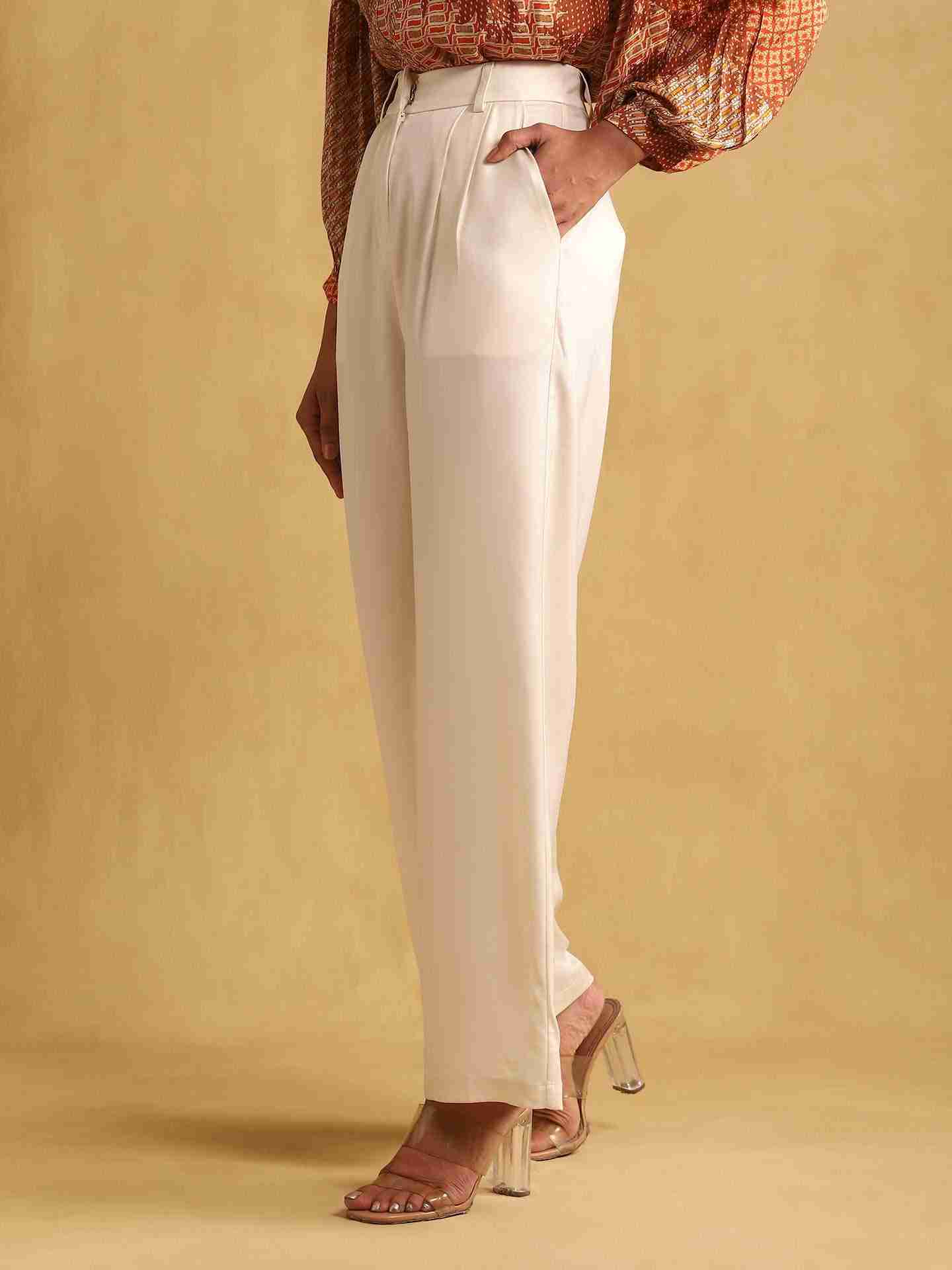 Beige Pantalon Straight-Leg Pants