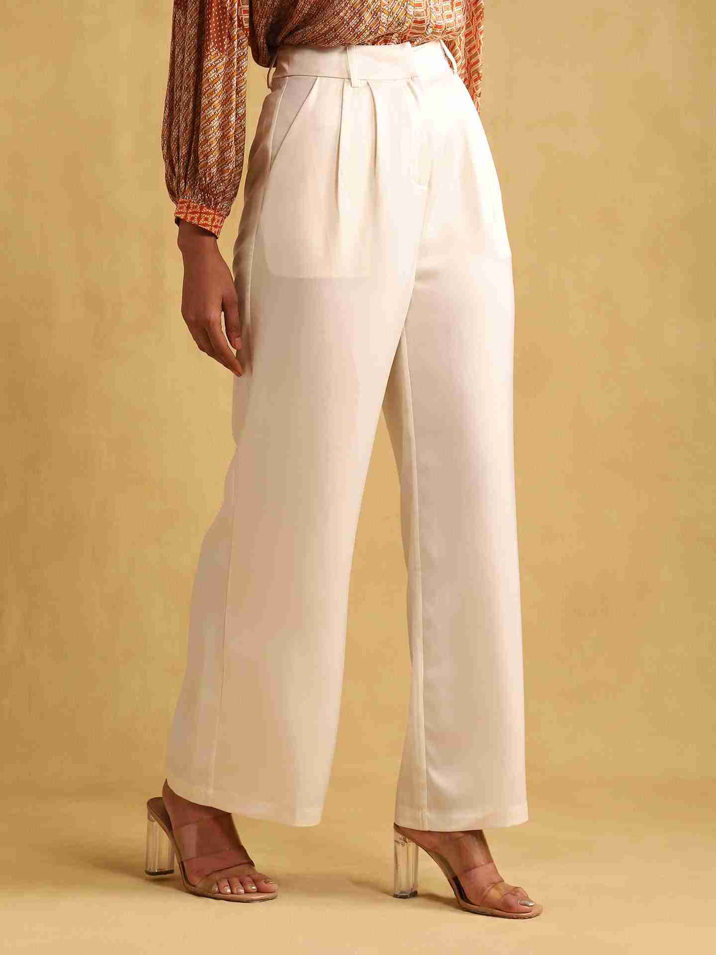 Beige Pantalon Straight-Leg Pants