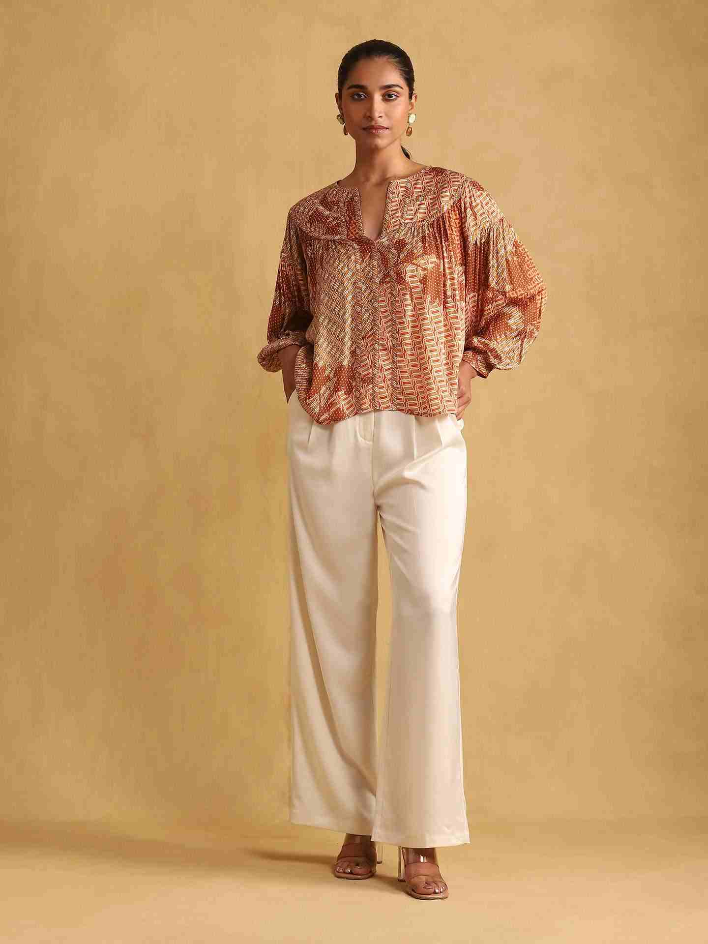 Beige Pantalon Straight-Leg Pants