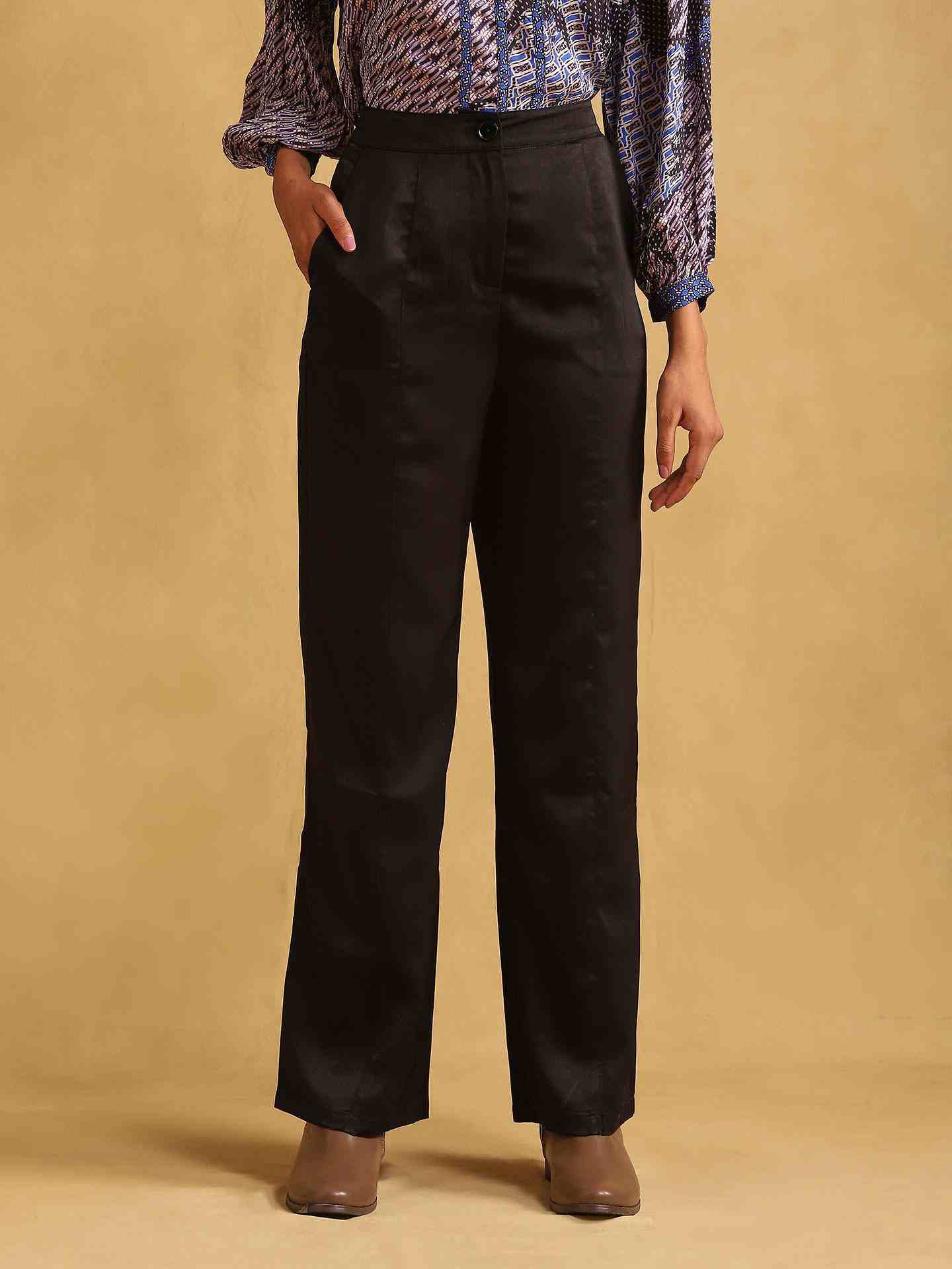 Black Pantalon Wide-Leg Trousers
