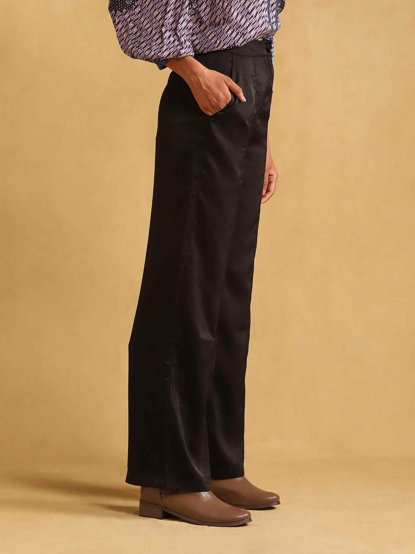 Black Pantalon Wide-Leg Trousers