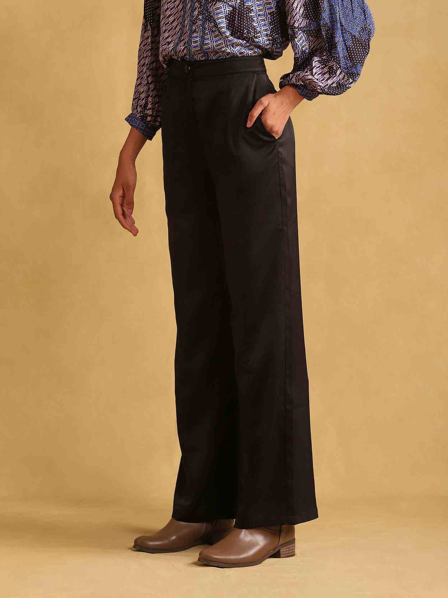 Black Pantalon Wide-Leg Trousers