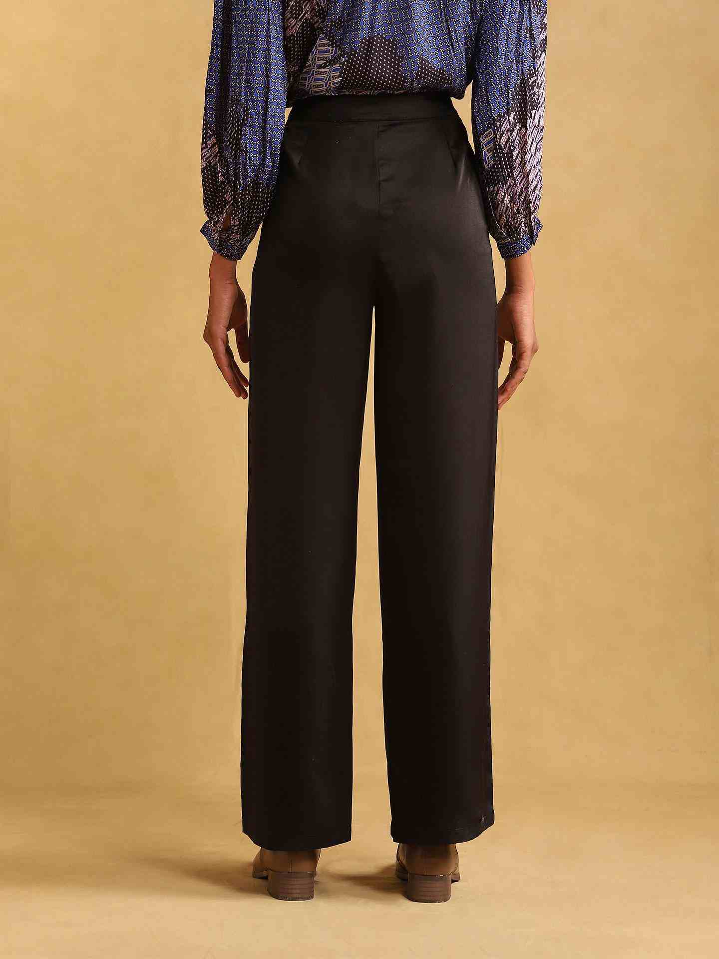 Black Pantalon Wide-Leg Trousers