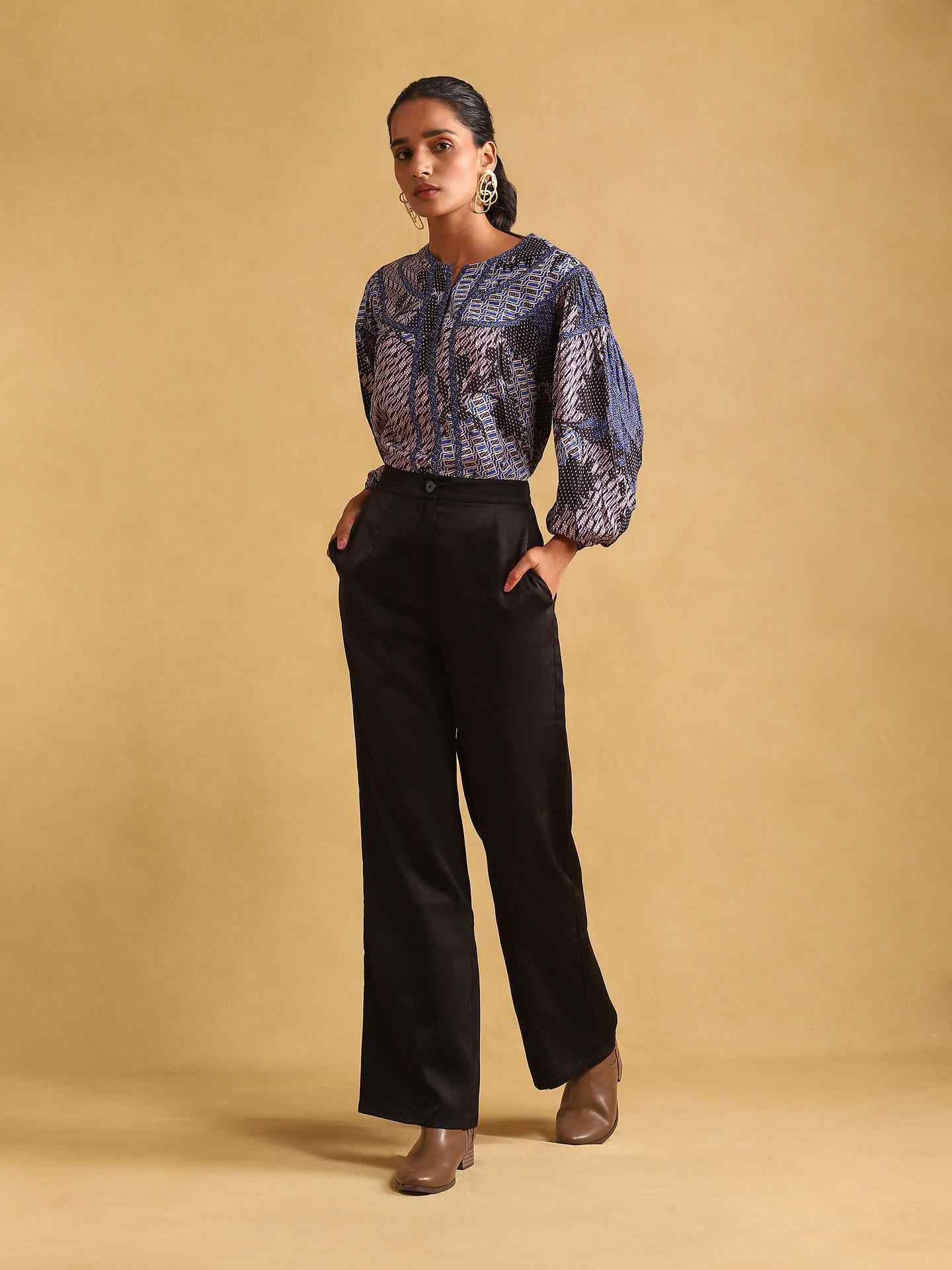Black Pantalon Wide-Leg Trousers