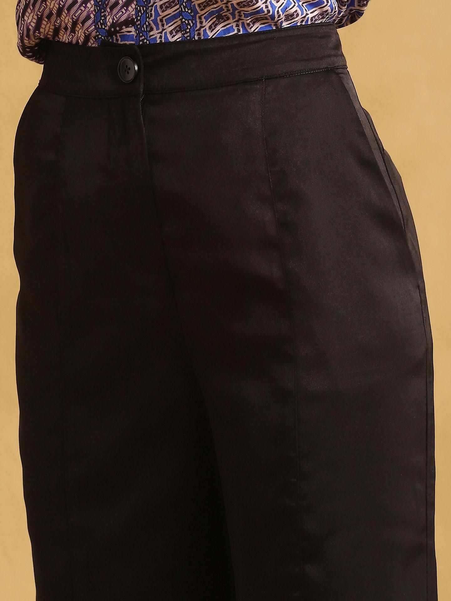 Black Pantalon Wide-Leg Trousers