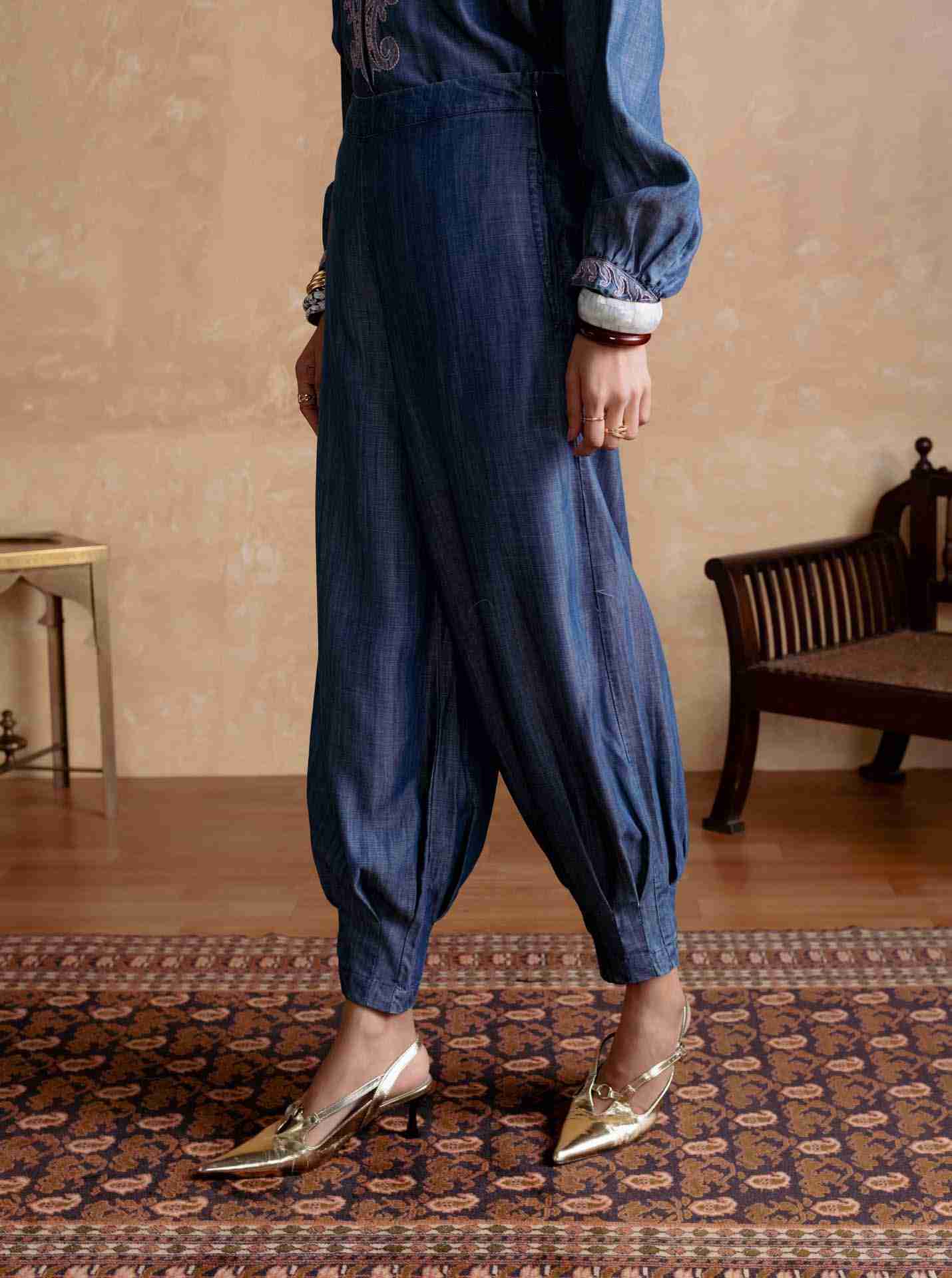 Blue Tencel Denim Pants