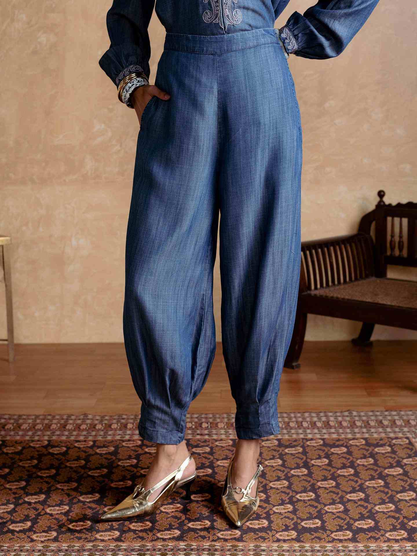 Blue Tencel Denim Pants
