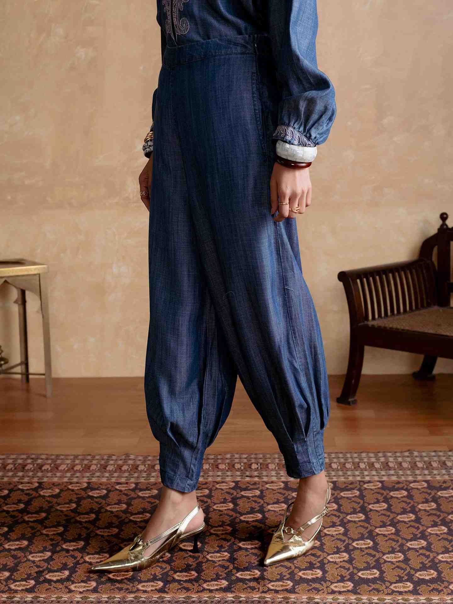 Blue Tencel Denim Pants
