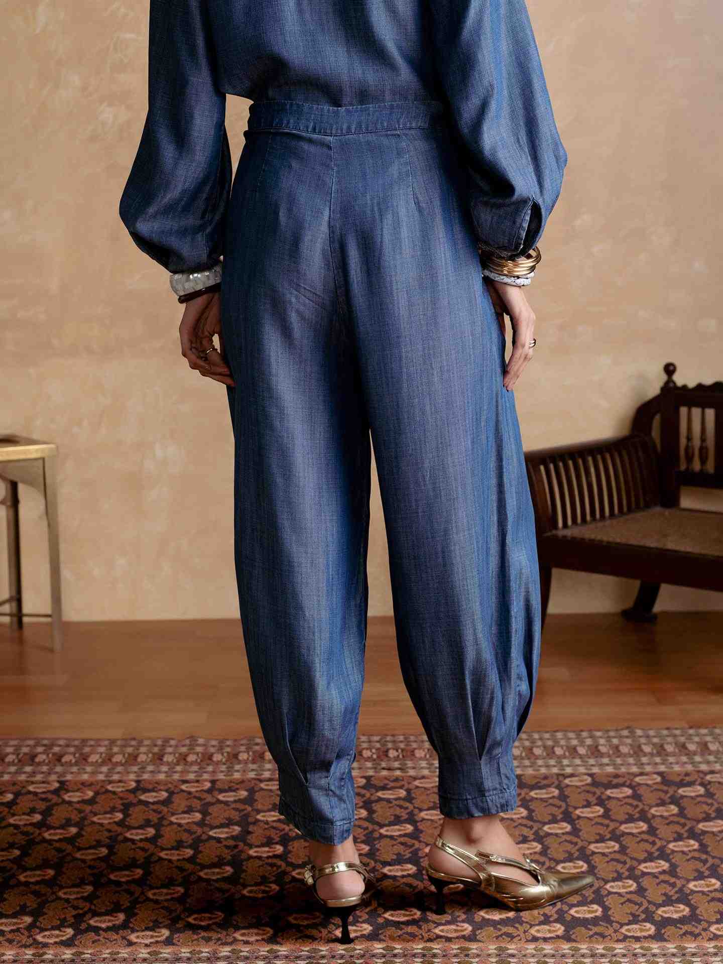 Blue Tencel Denim Pants