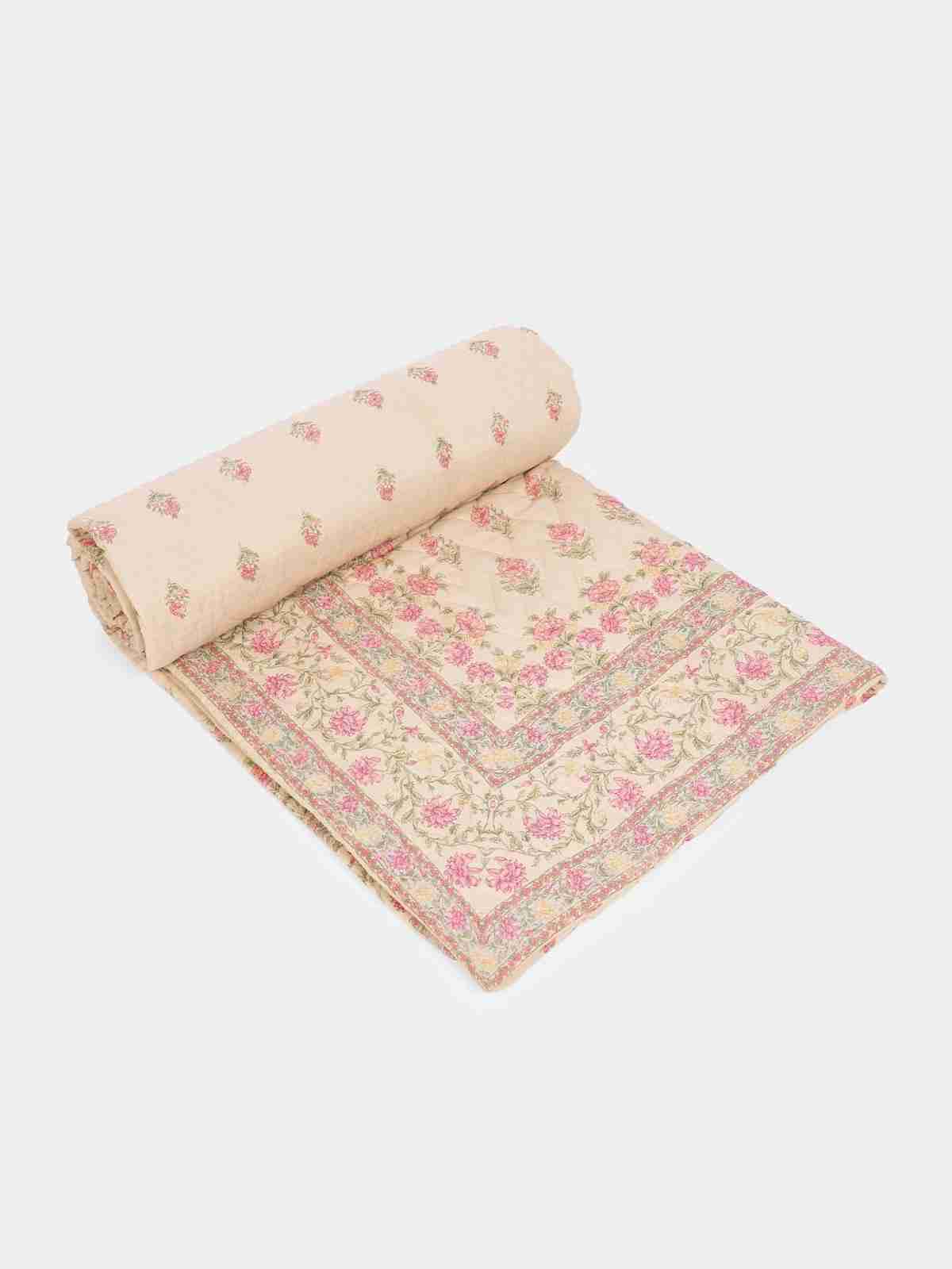 Pink & Beige Koshambi Cotton Quilt