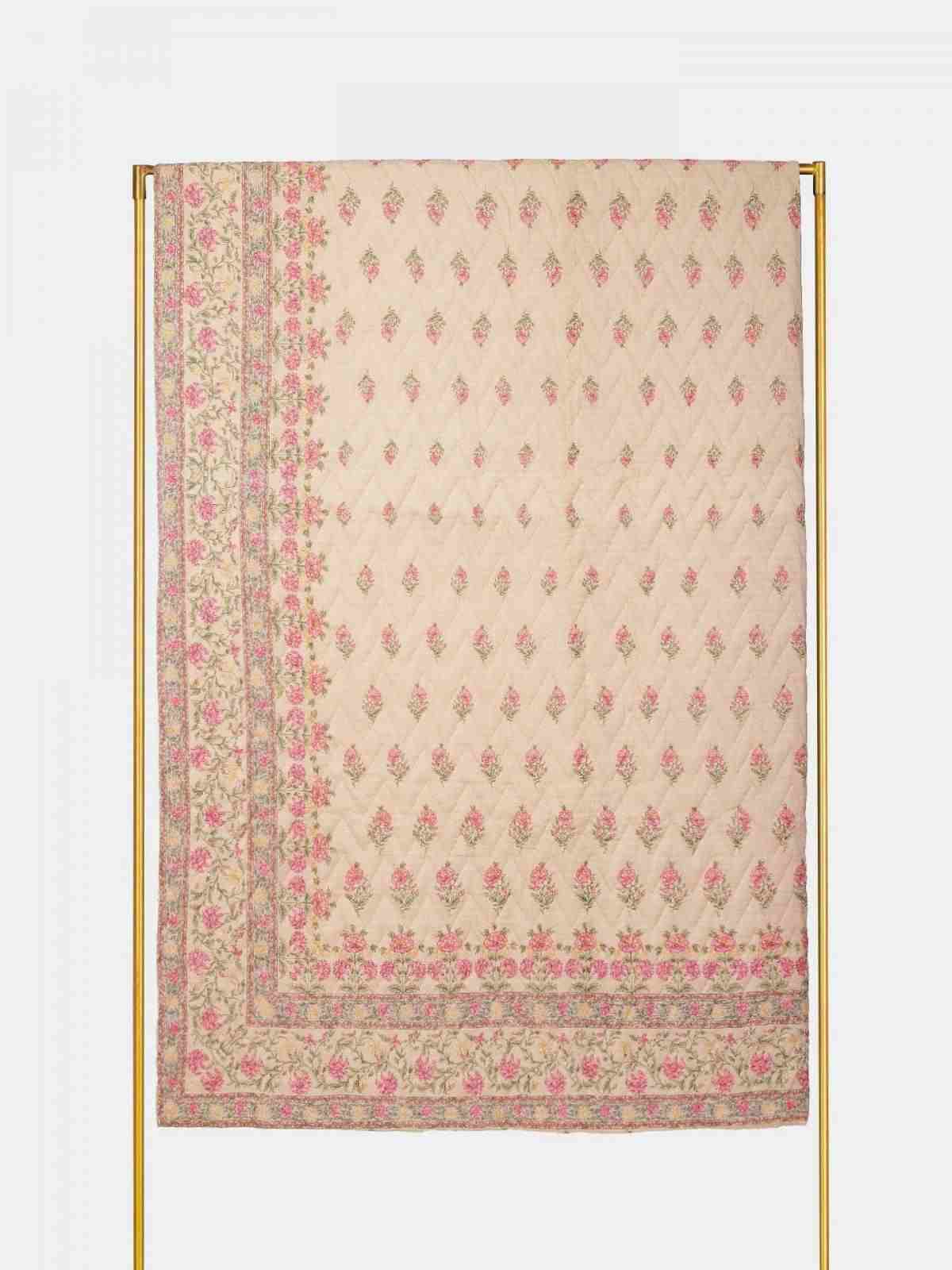 Pink & Beige Koshambi Cotton Quilt