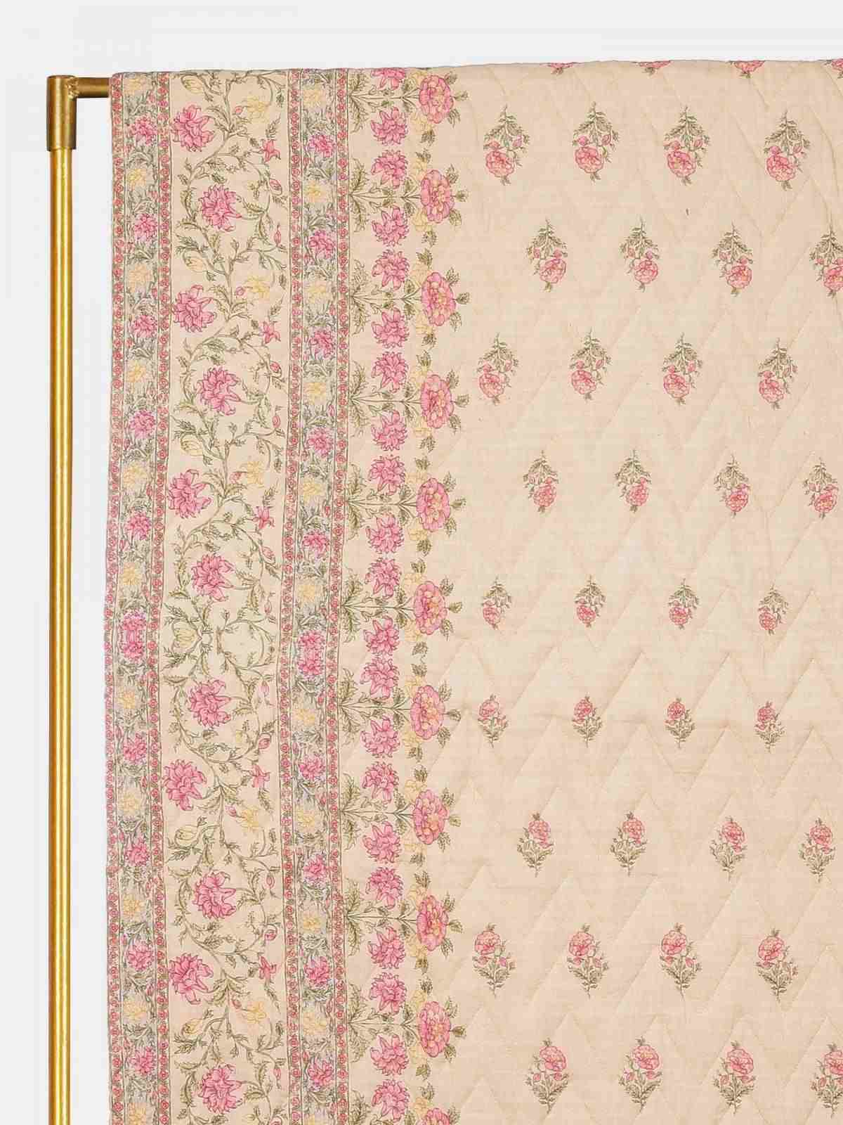 Pink & Beige Koshambi Cotton Quilt