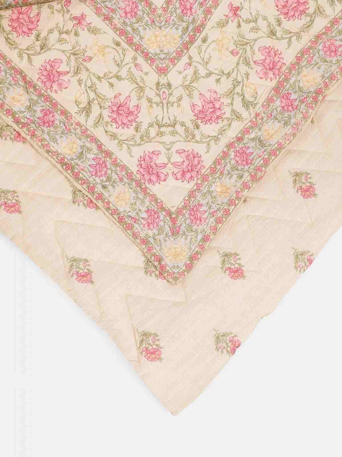 Pink & Beige Koshambi Cotton Quilt