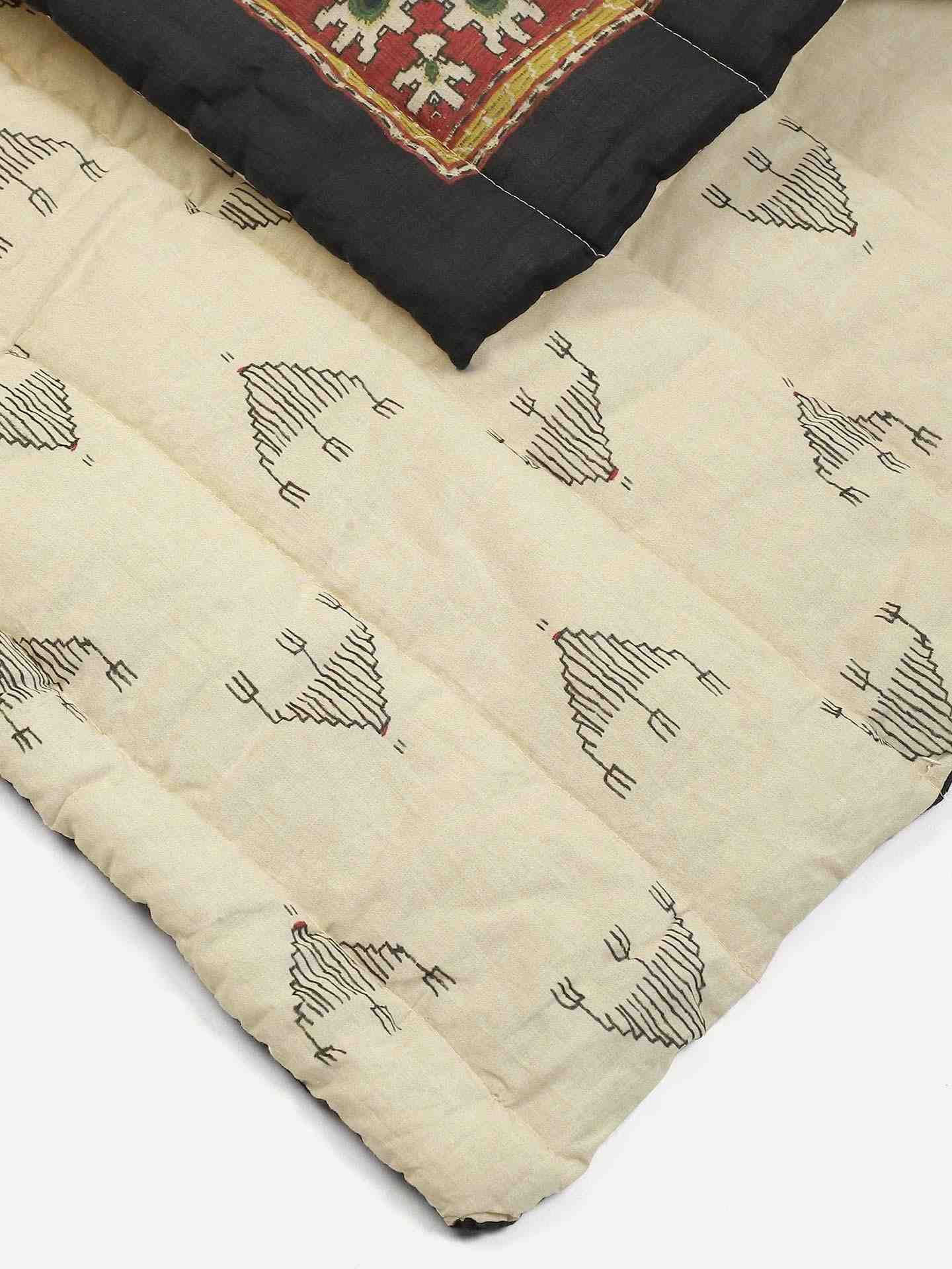 Beige Badhuria Cotton Double Bed Quilt