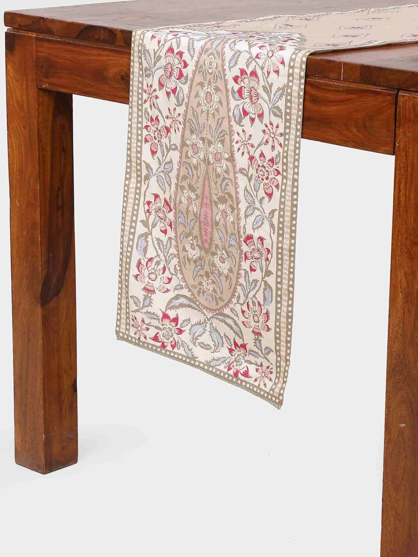 Beige & Pink  Minar Cotton Runner