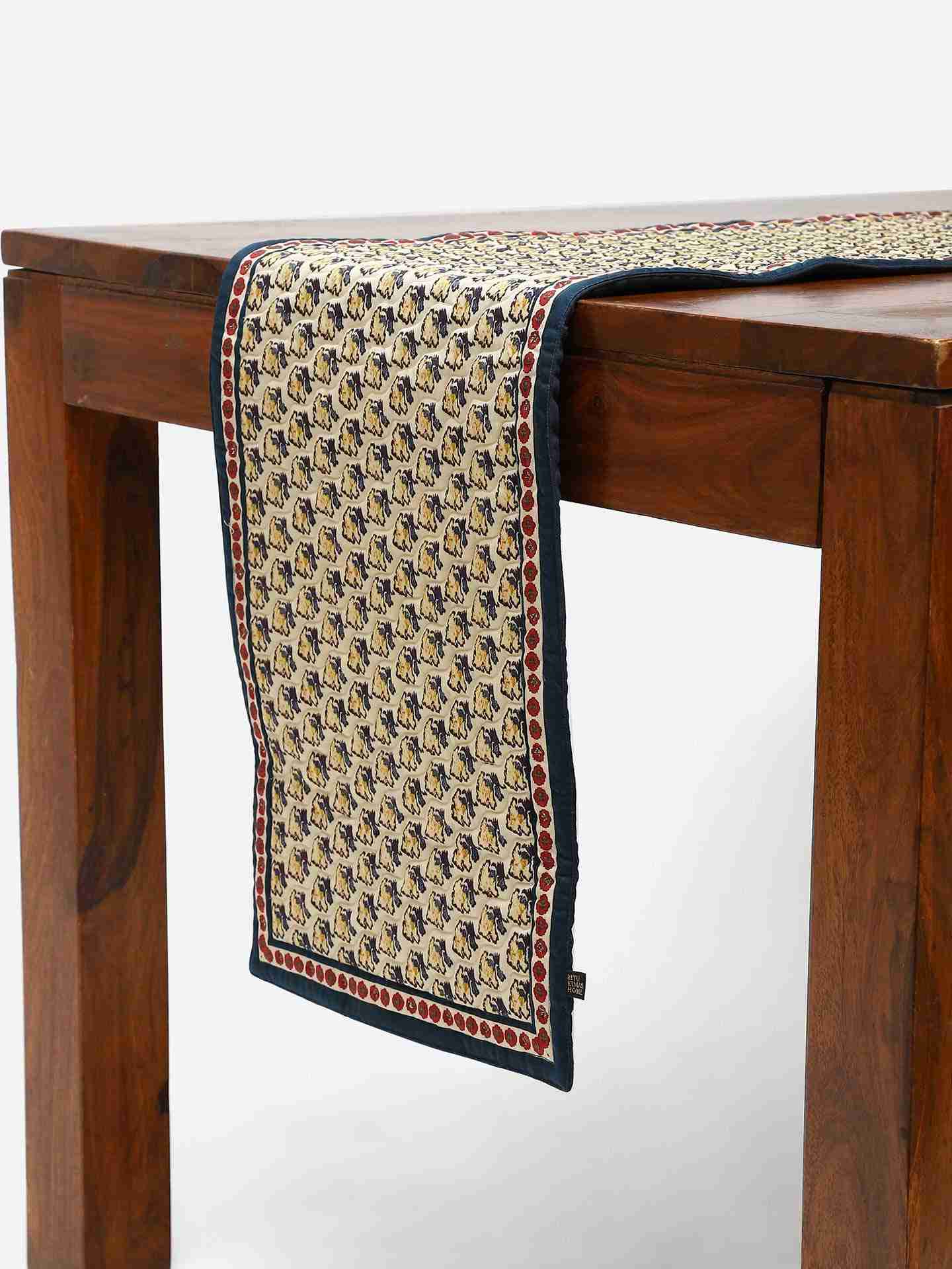 Ivory & Red Kashmiri Booti Cotton Runner
