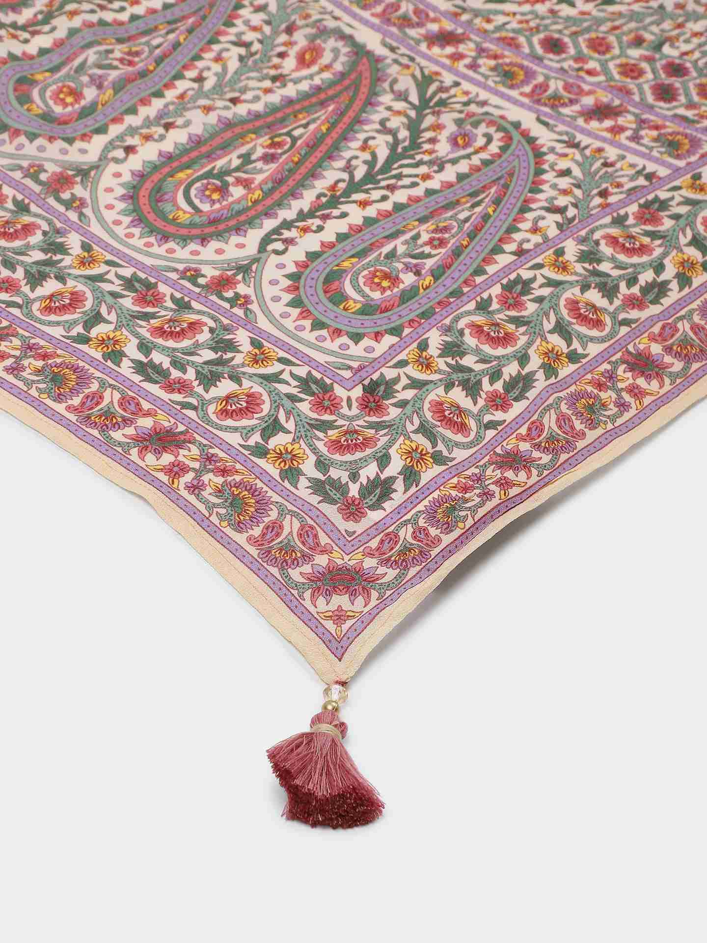 Offwhite Flowret Long Scarf