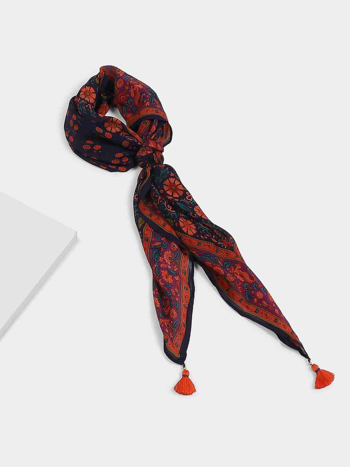 Blue Blossom Square Scarf