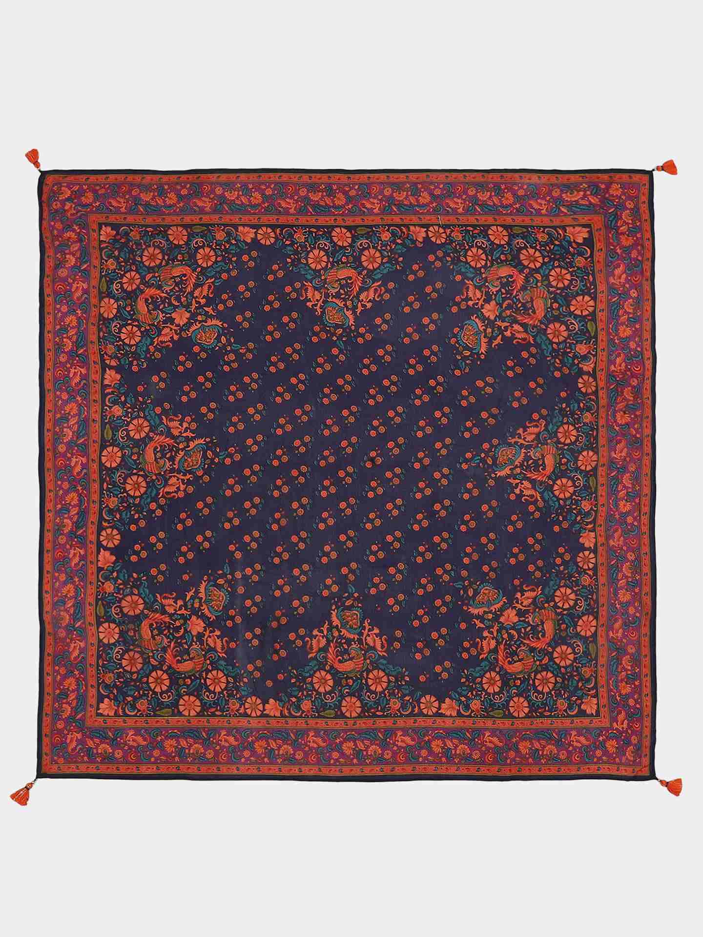 Blue Blossom Square Scarf