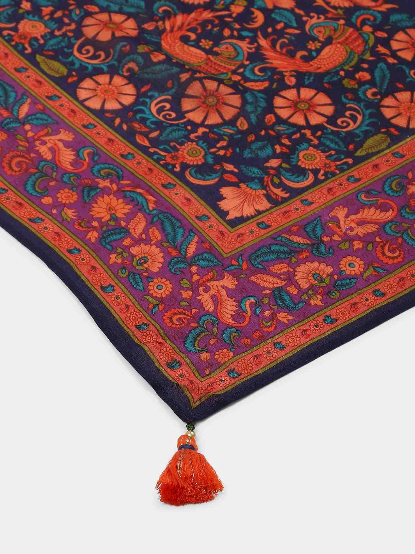 Blue Blossom Square Scarf