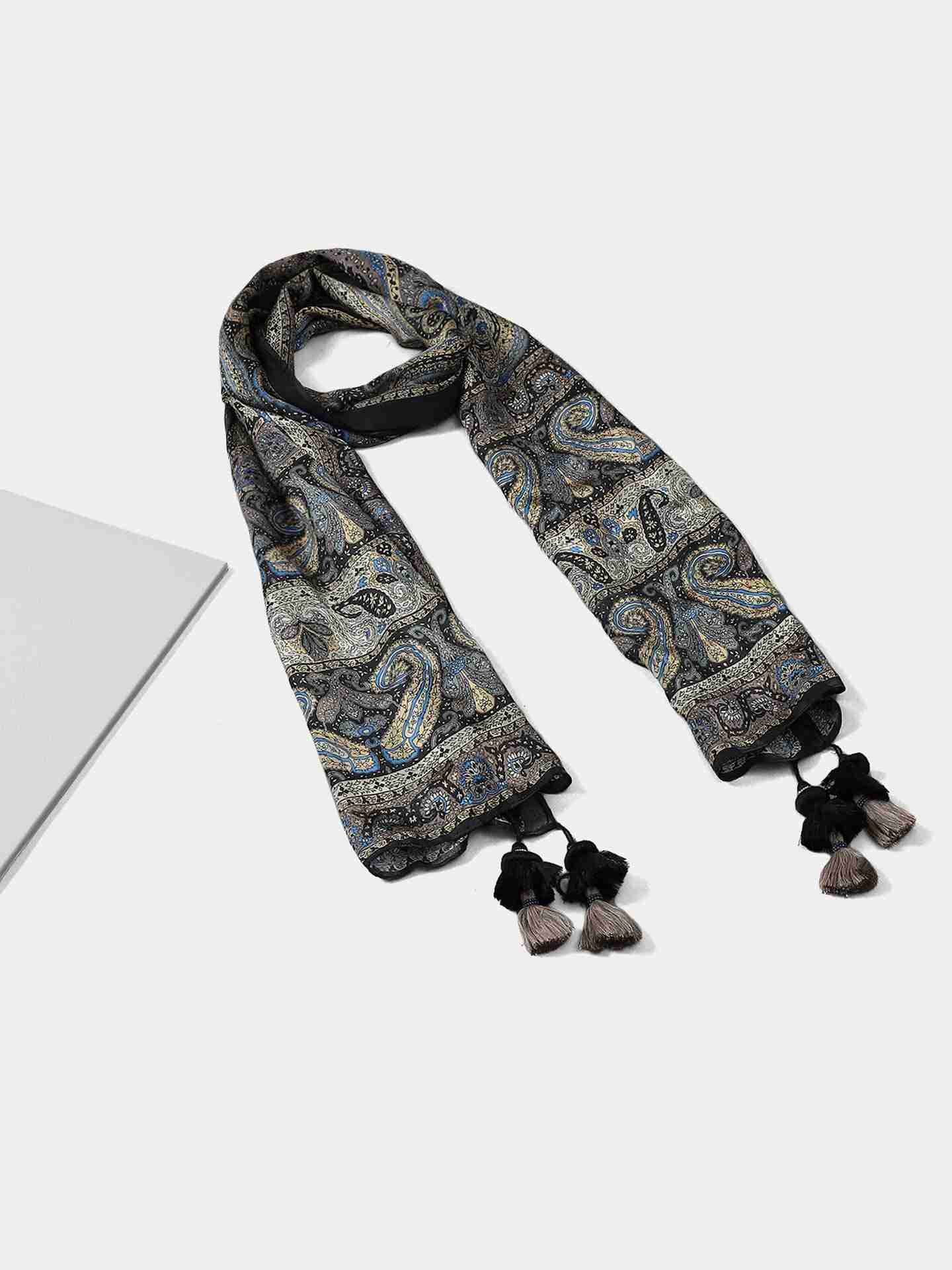 Black Atima Rectangle Scarf