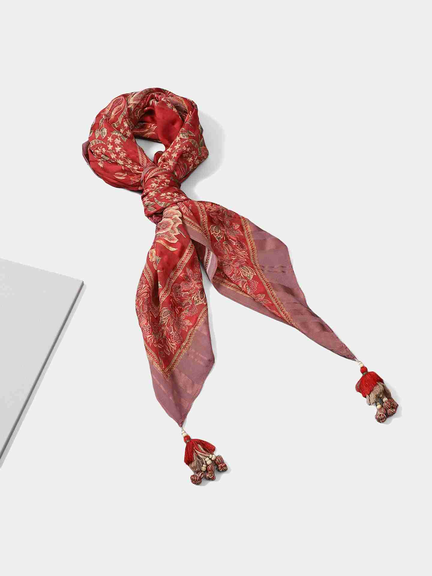 Red Daksha Square Scarf