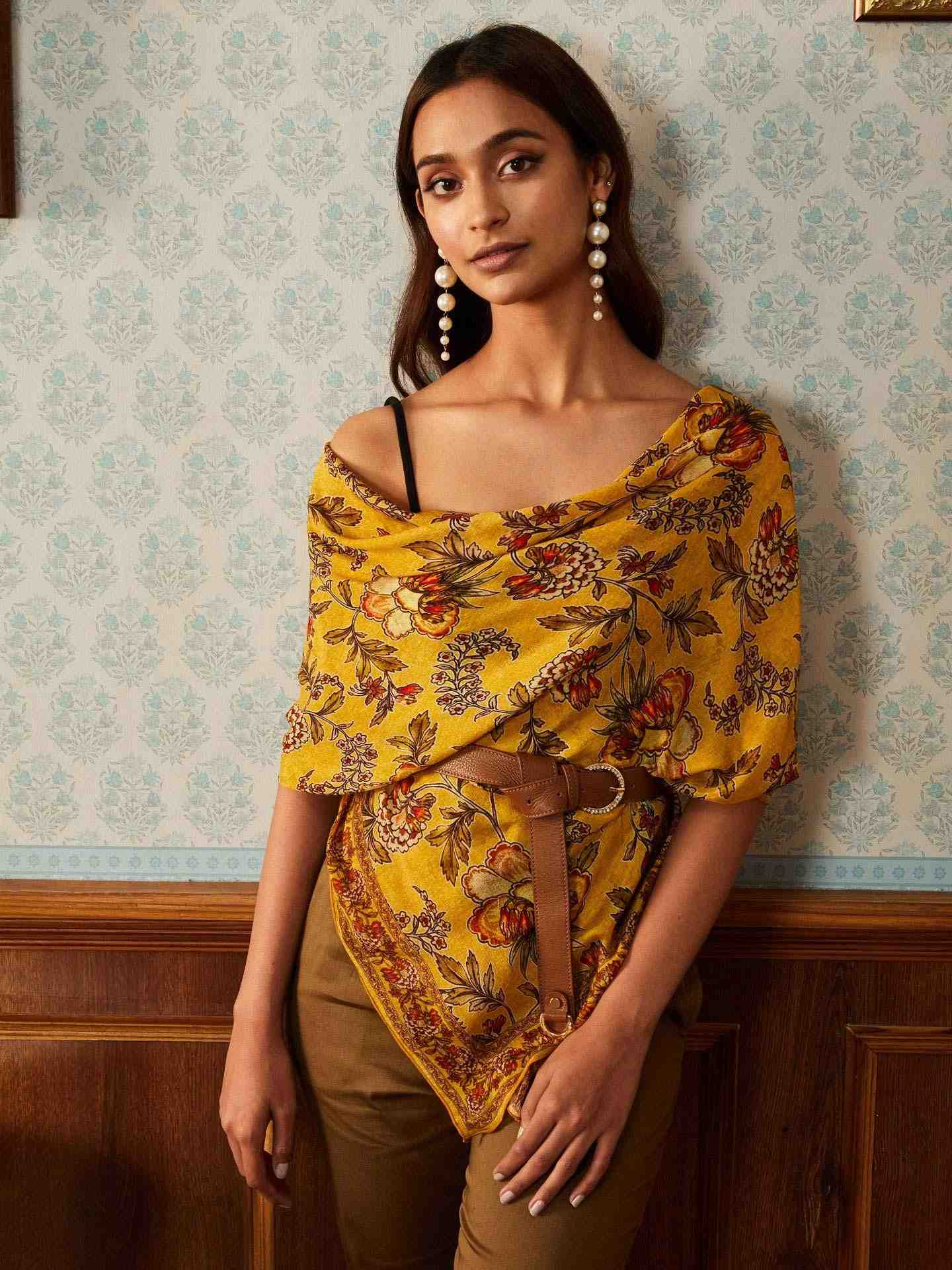 Yellow Magnolia Square Scarf