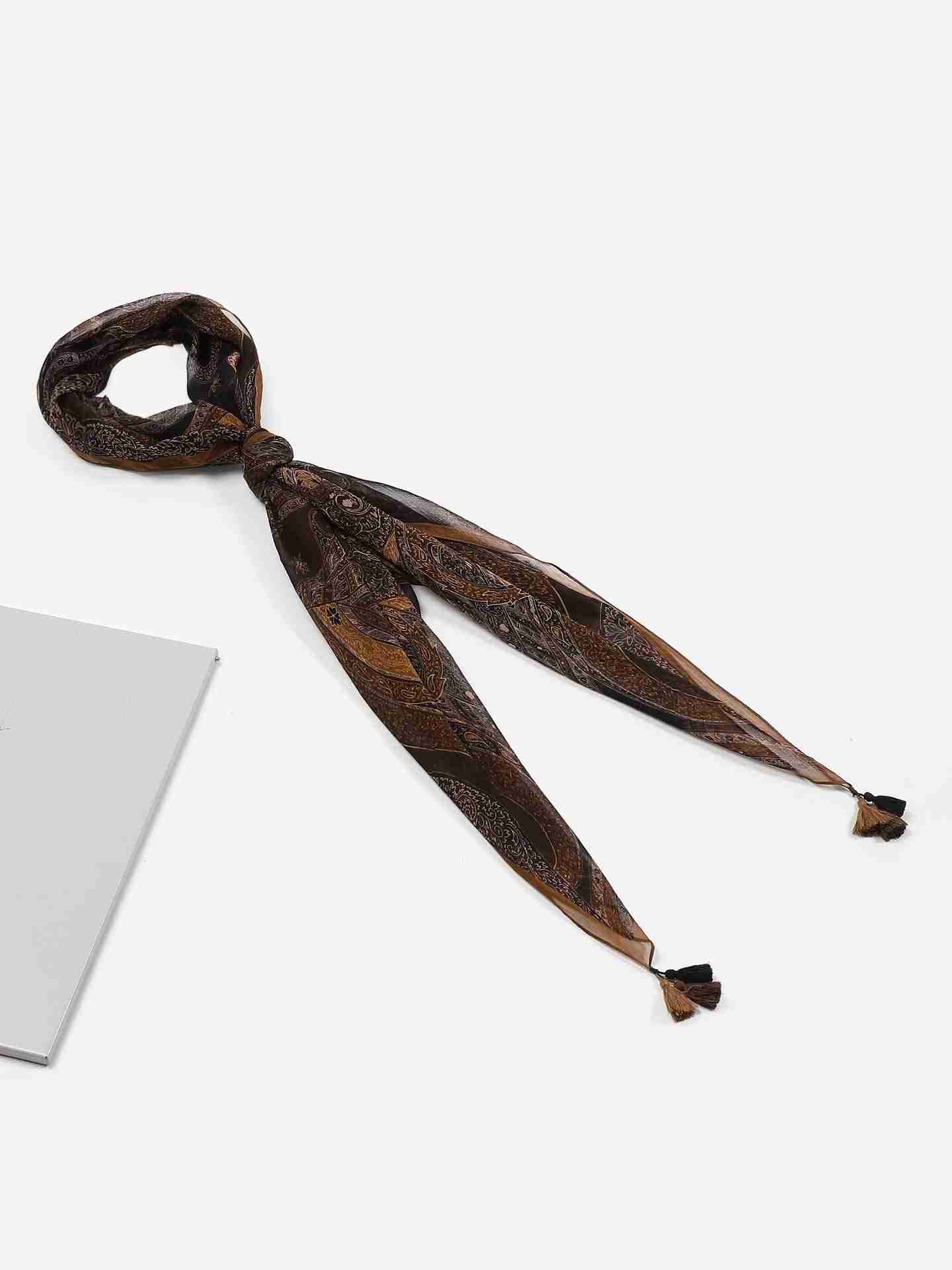 Black Apsara Rectangle Scarf