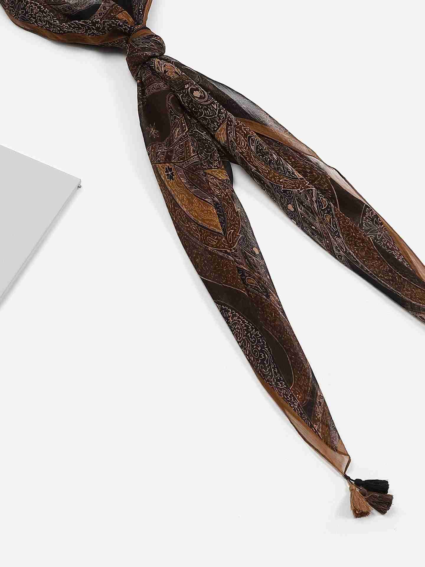 Black Apsara Rectangle Scarf