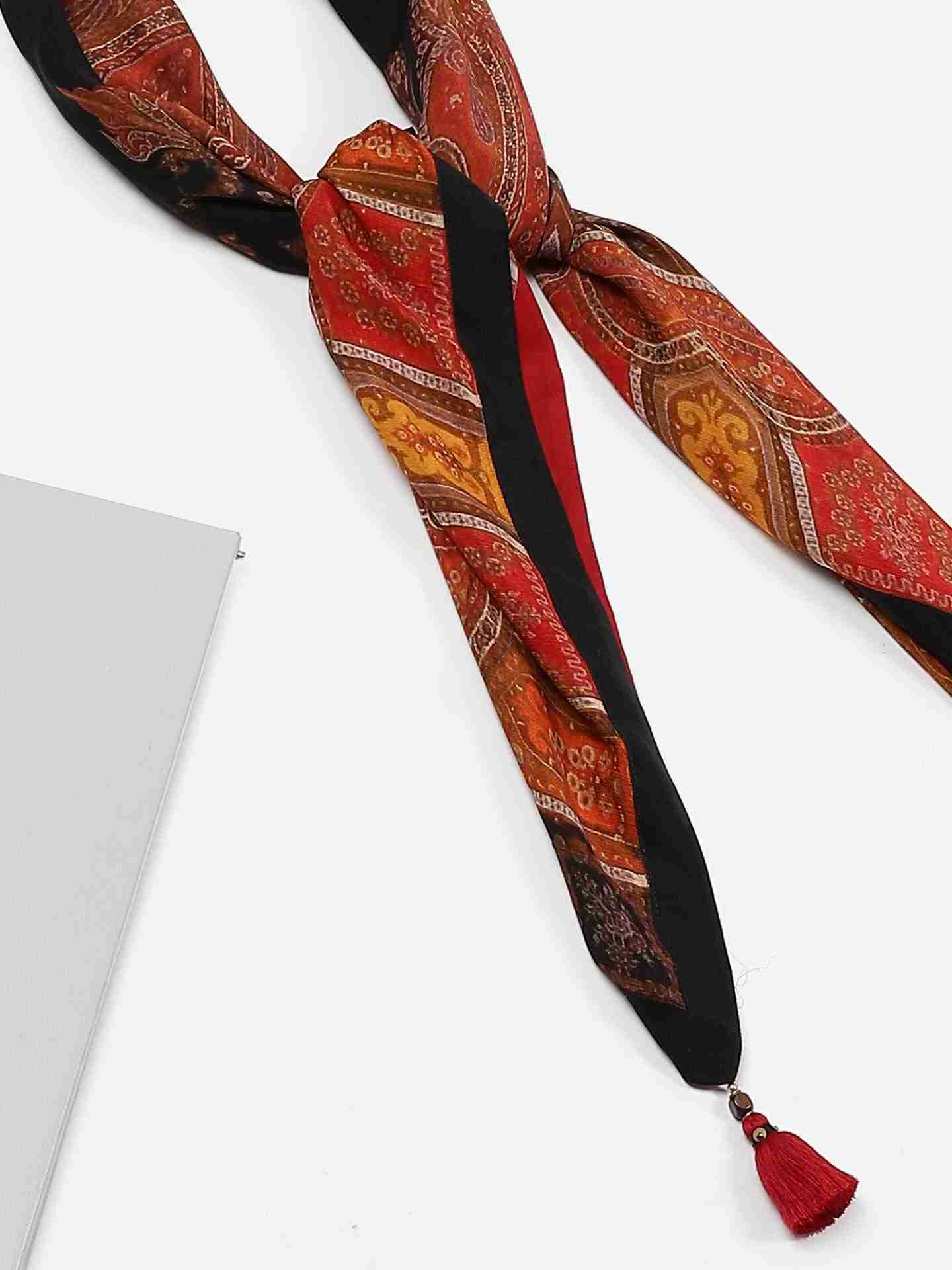 Black & Burgundy Pankh Jamawar Square Scarf