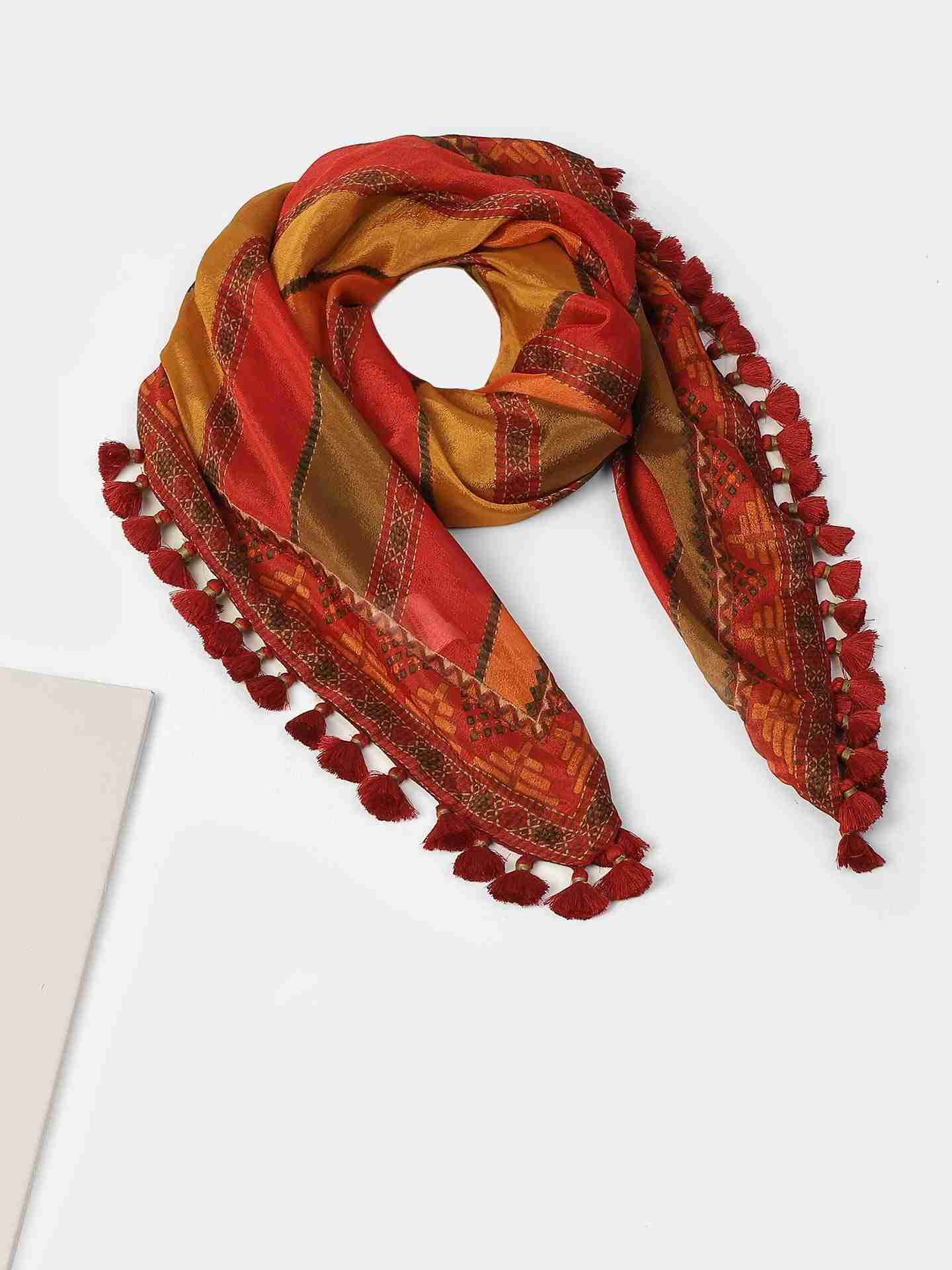 Rust & Multi-Color Falguni Square Scarf