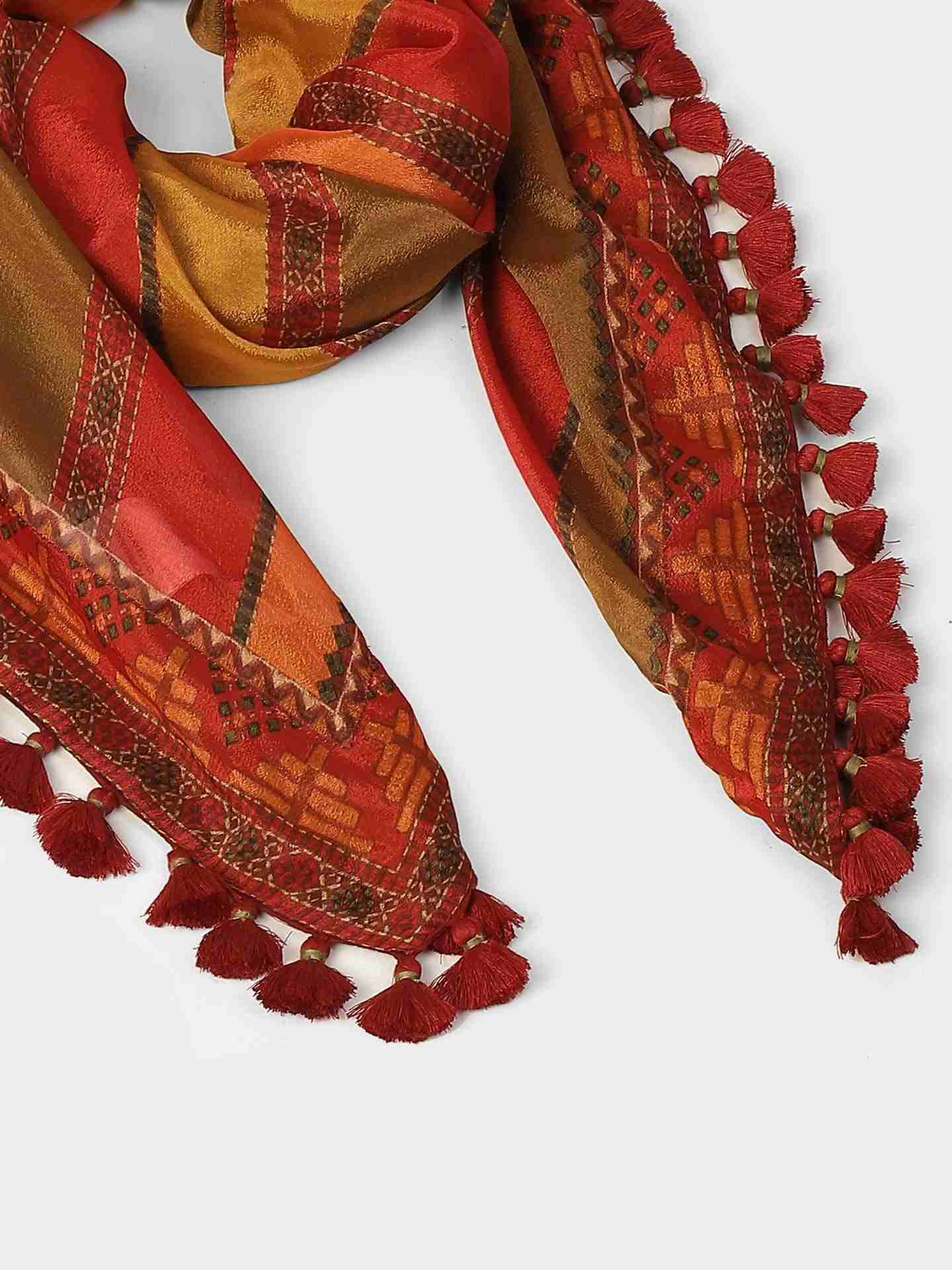 Rust & Multi-Color Falguni Square Scarf
