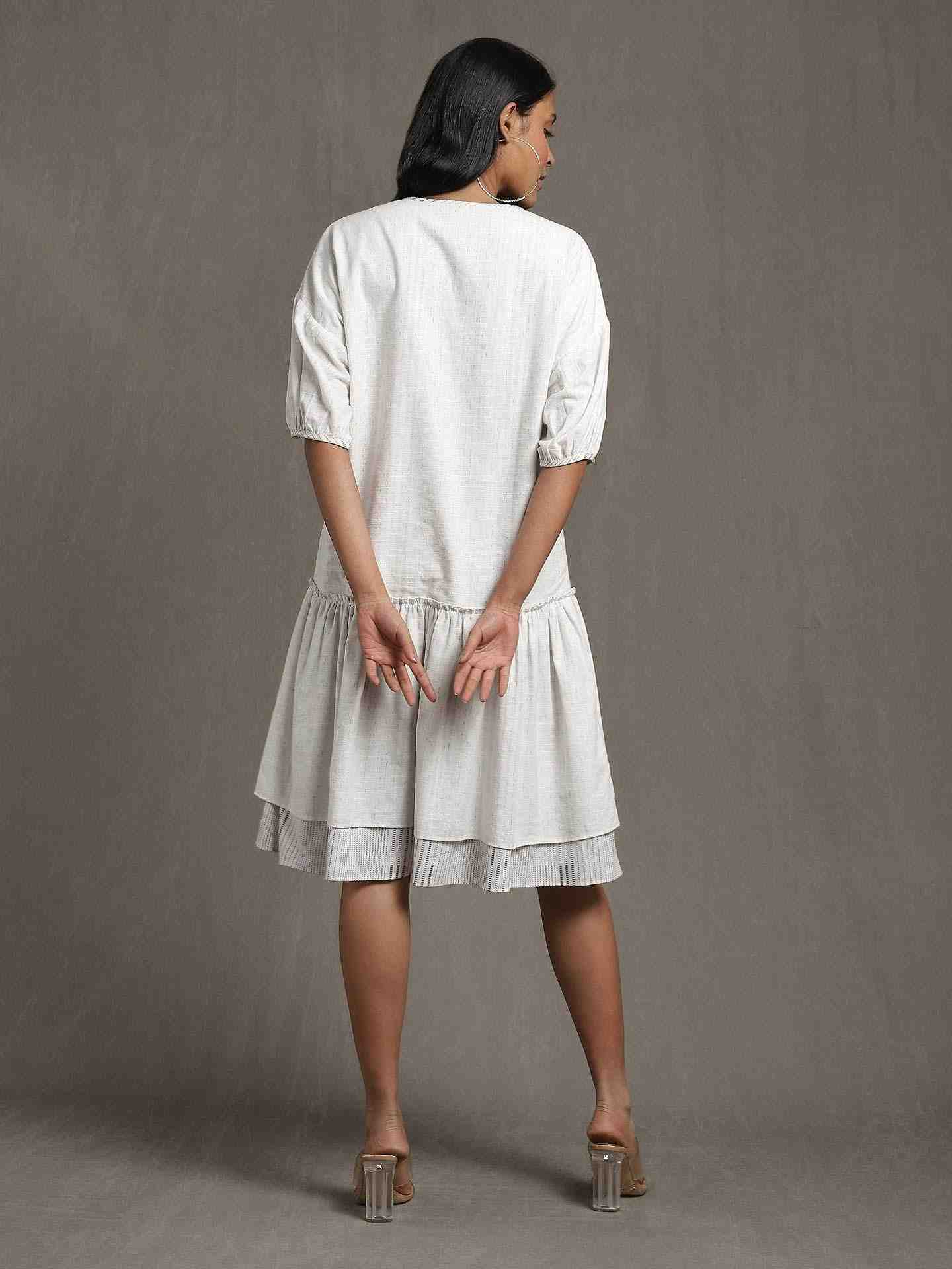 White Whimsical Heritage Cotton Dress