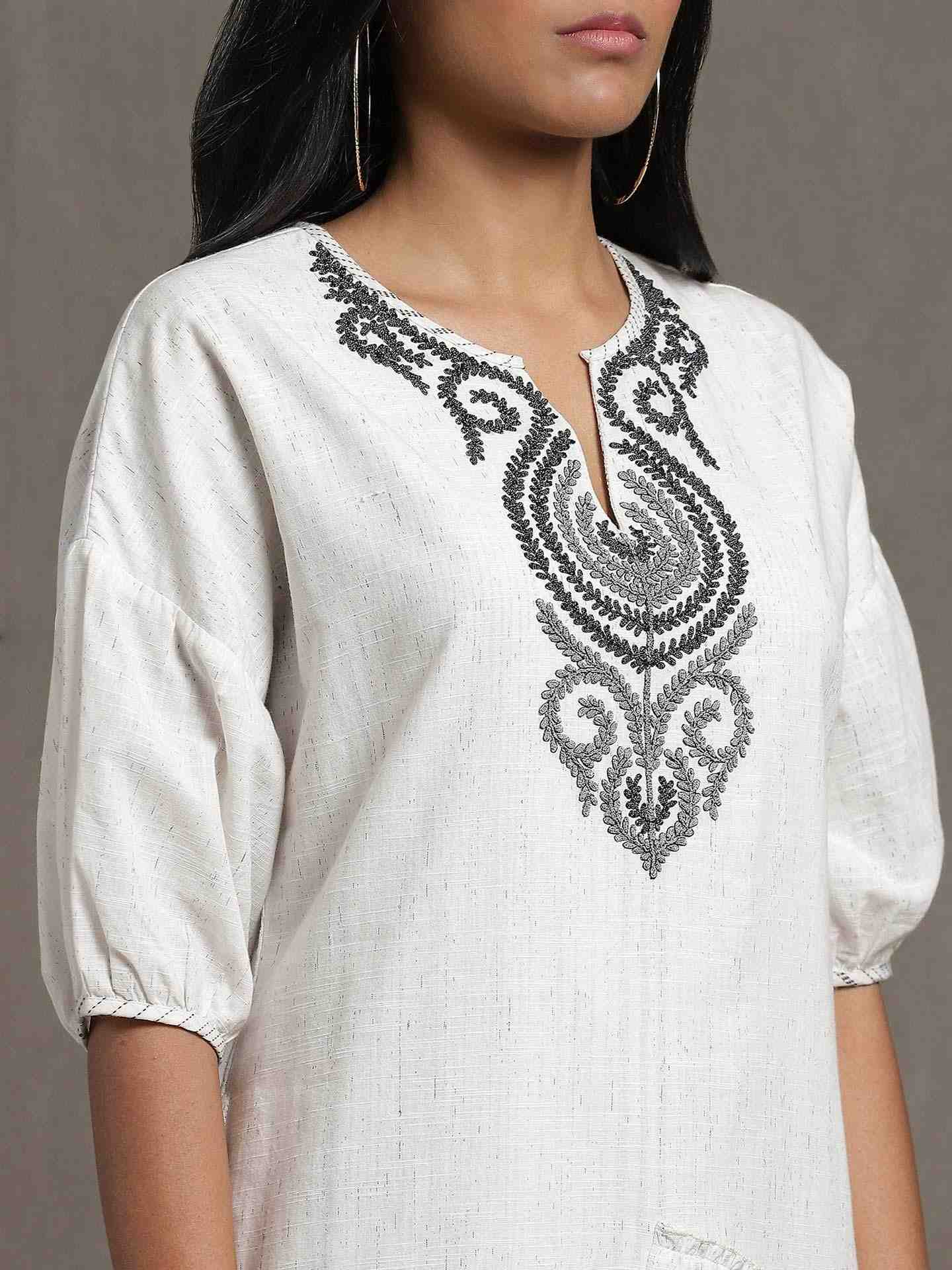 White Whimsical Heritage Cotton Dress