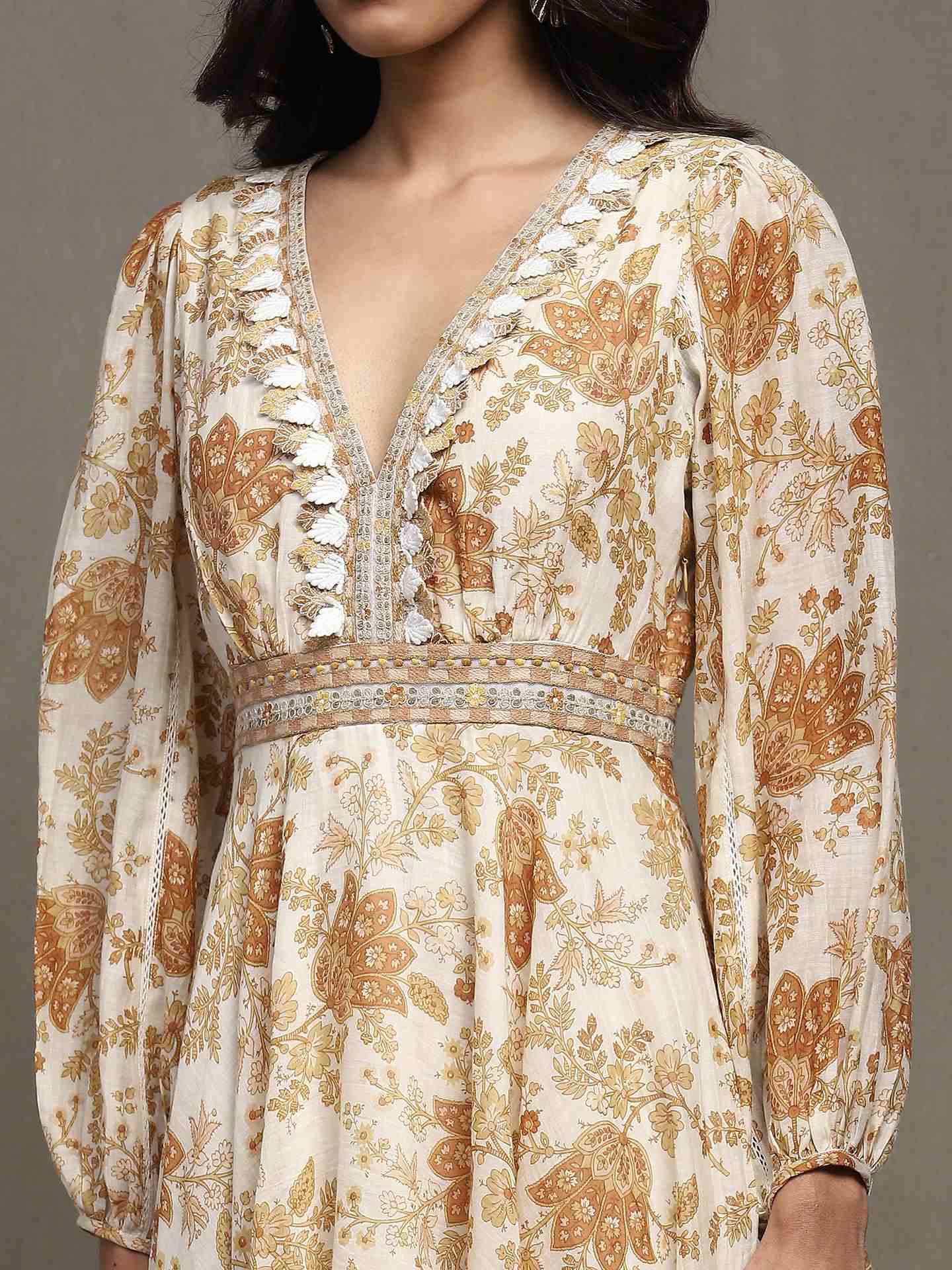 Beige Zoe Tonal Skater Dress