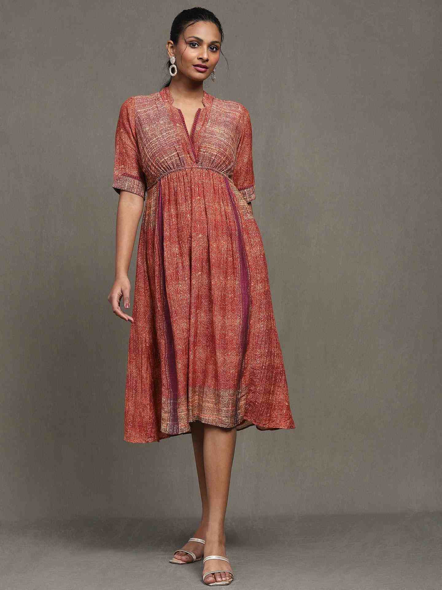 Red Mrinal Chanderi Dress